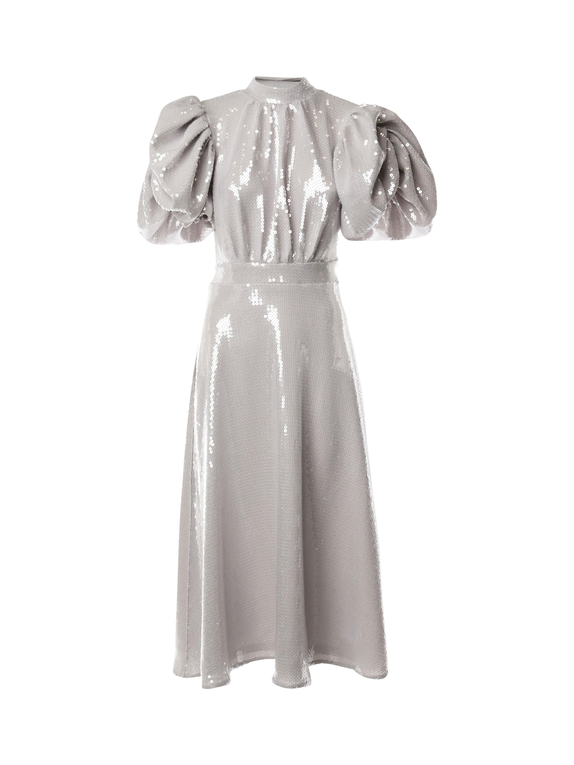 Abito midi a palloncino con paillettes 113871 039 ROTATE 