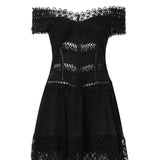 Miniabito Eliane in voile di cotone e pizzo<BR/> 261605 BLACK CHARO RUIZ 