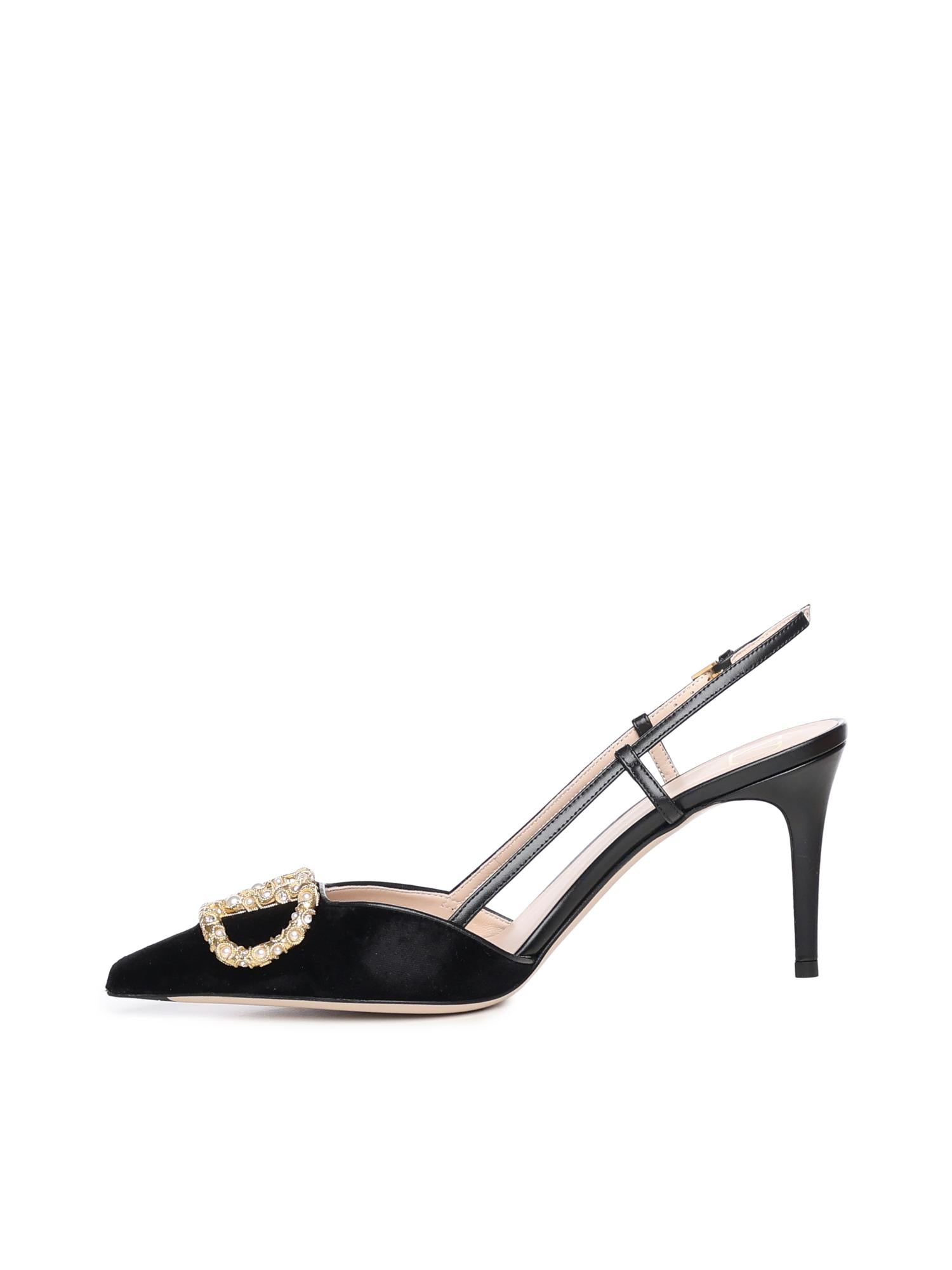 Pumps slingback Vlogo in velluto 7W2S0R01 XUPBBK VALENTINO GARAVANI 
