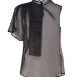 Top asimmetrico in seta 77AJM670 N0193899 GENNY 