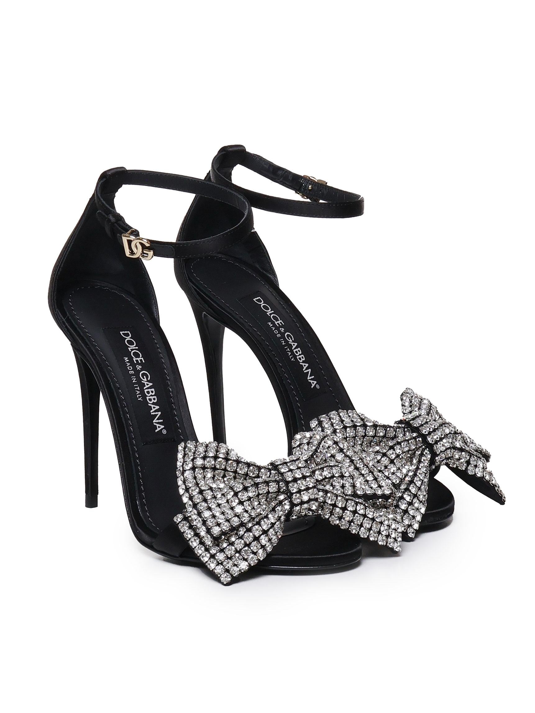 Sandalo in raso con ricamo strass CR1793 A9S438S488 DOLCE & GABBANA 