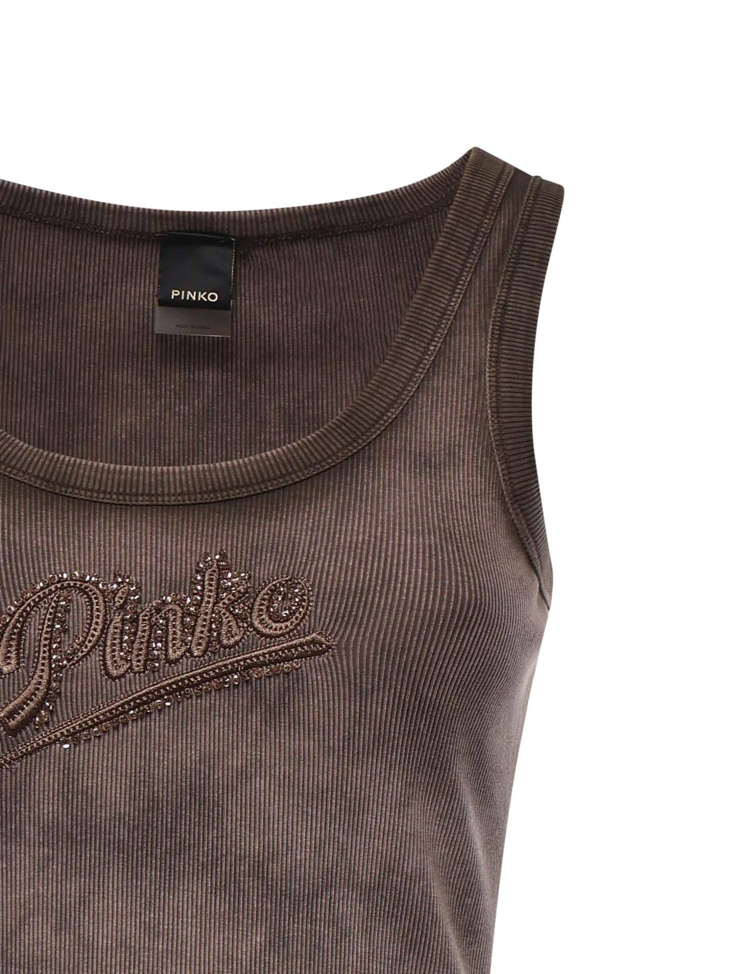 Tank top effetto spray con ricamo 107306 A3H5L72 PINKO 