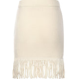 Minigonna in maglia con frange GOKD11015  INSPIRED BY AKEP 