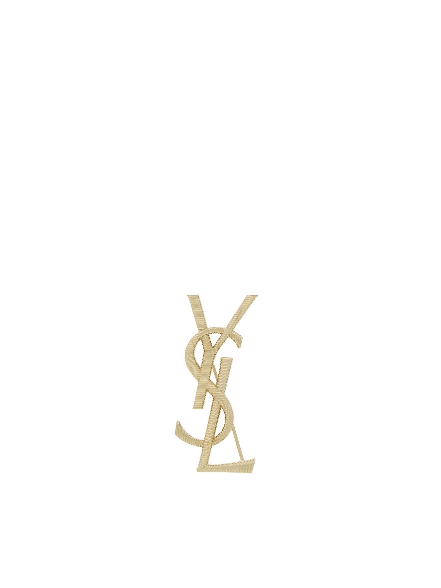 Spilla Logo Cassandre in metallo dorato 804317 Y15008030 SAINT LAURENT 