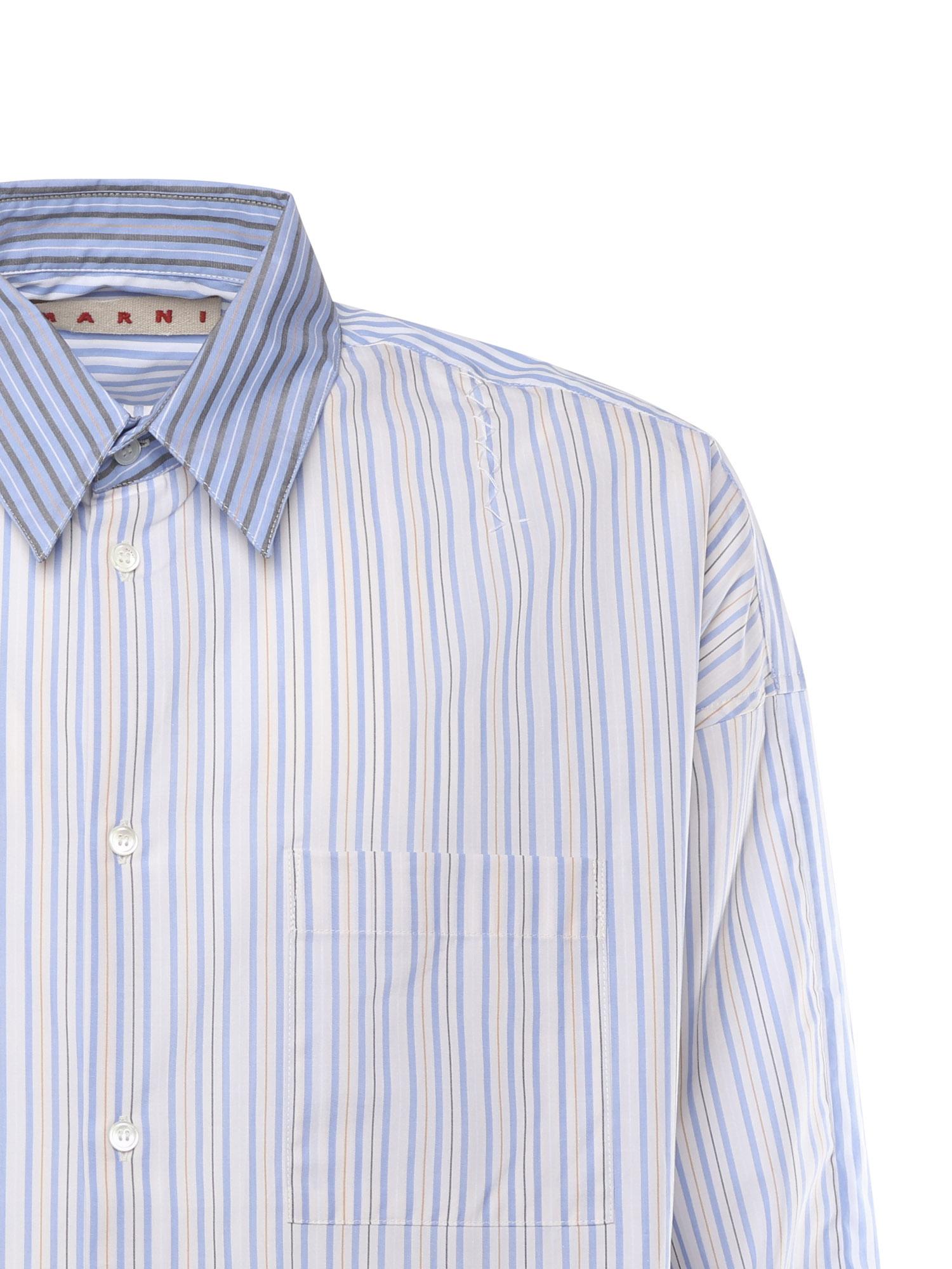 Camicia in cotone biologico con mix di righe CUMU0061SQ UTC529STB50 MARNI 