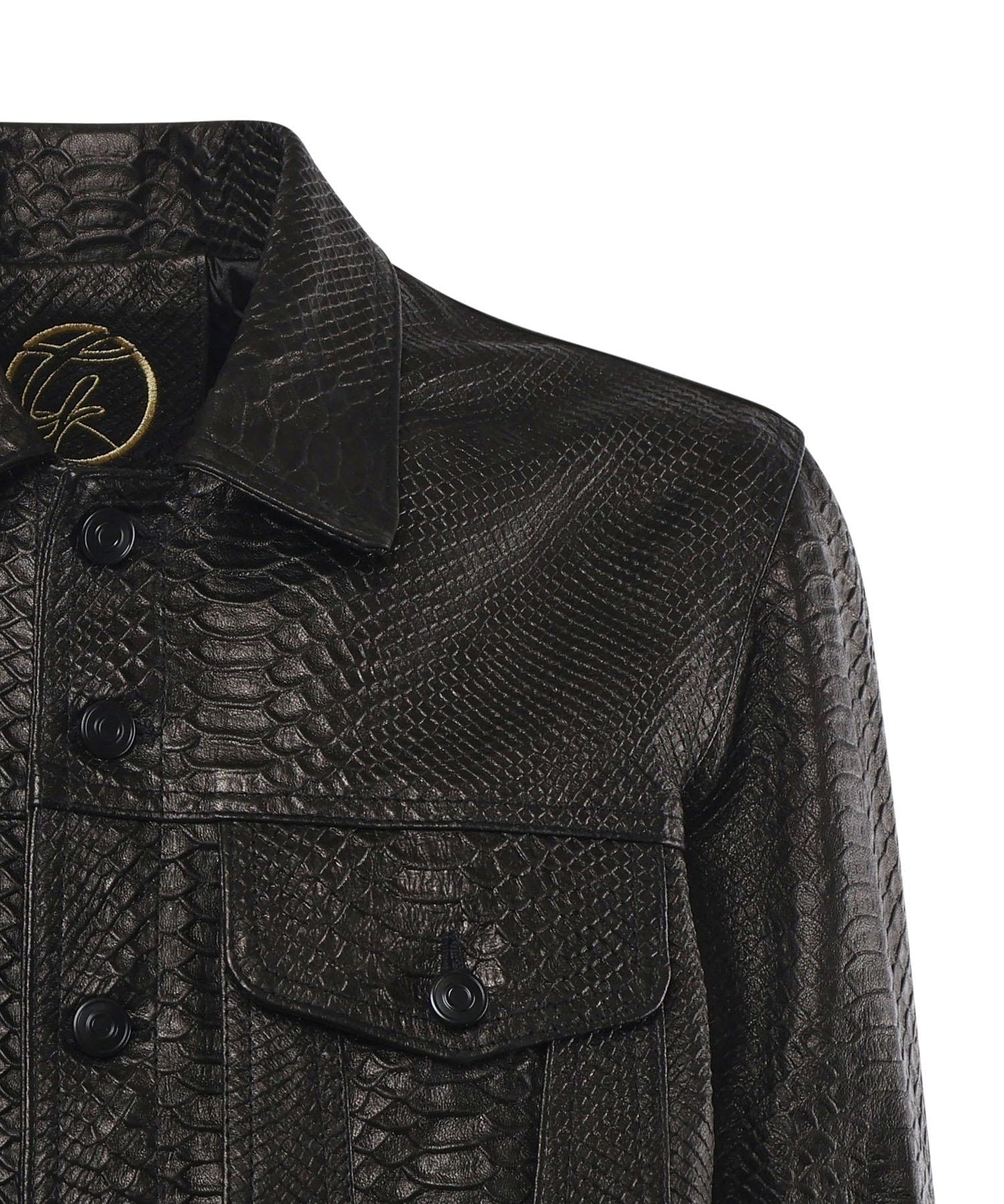 Giubbotto Julius in pelle<BR/> JULIUS CAESAR PITONENERO GIULIANO GALIANO 