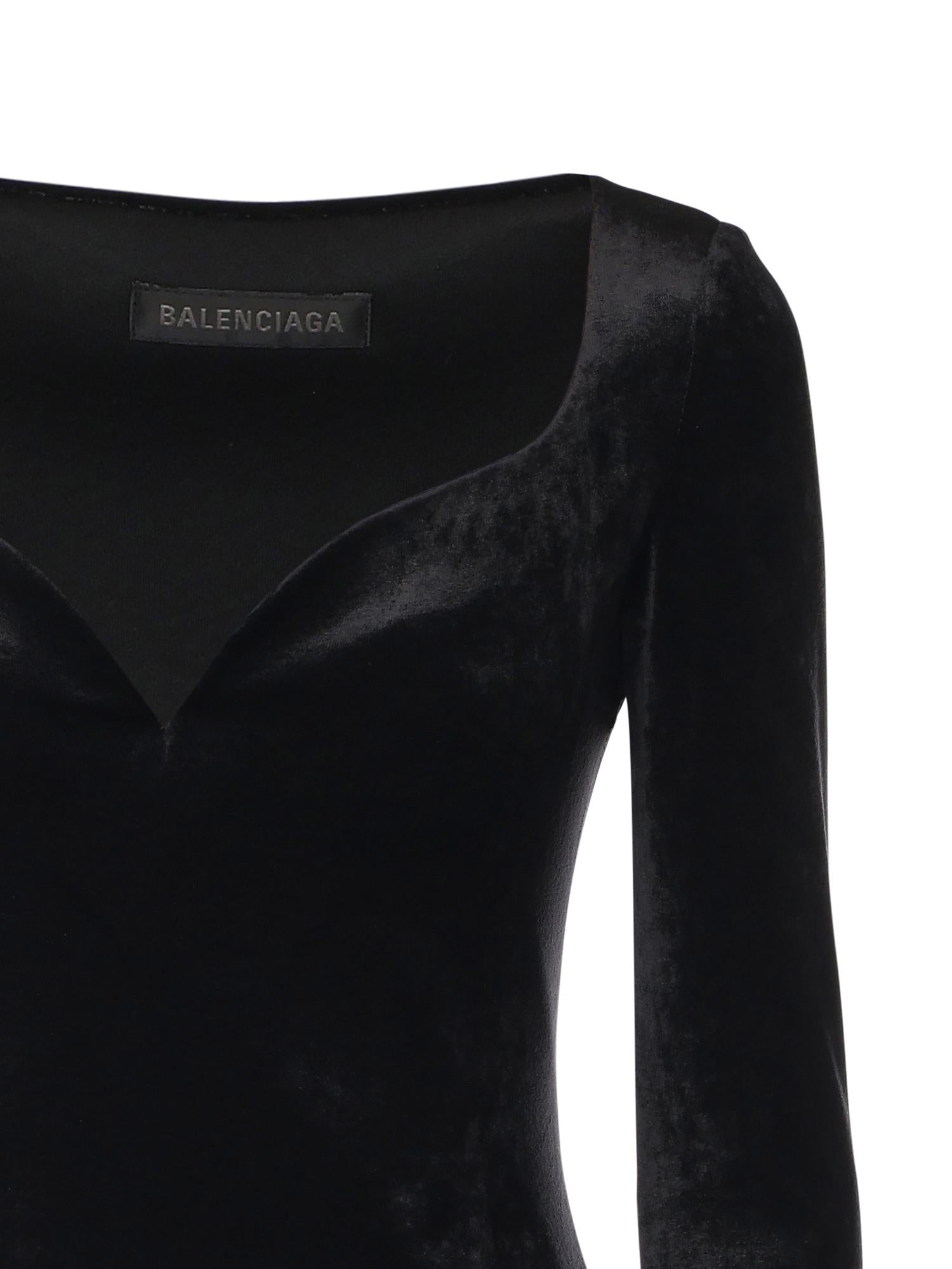 Abito scollo a cuore in jersey di velluto 857335 TTV071000 BALENCIAGA 