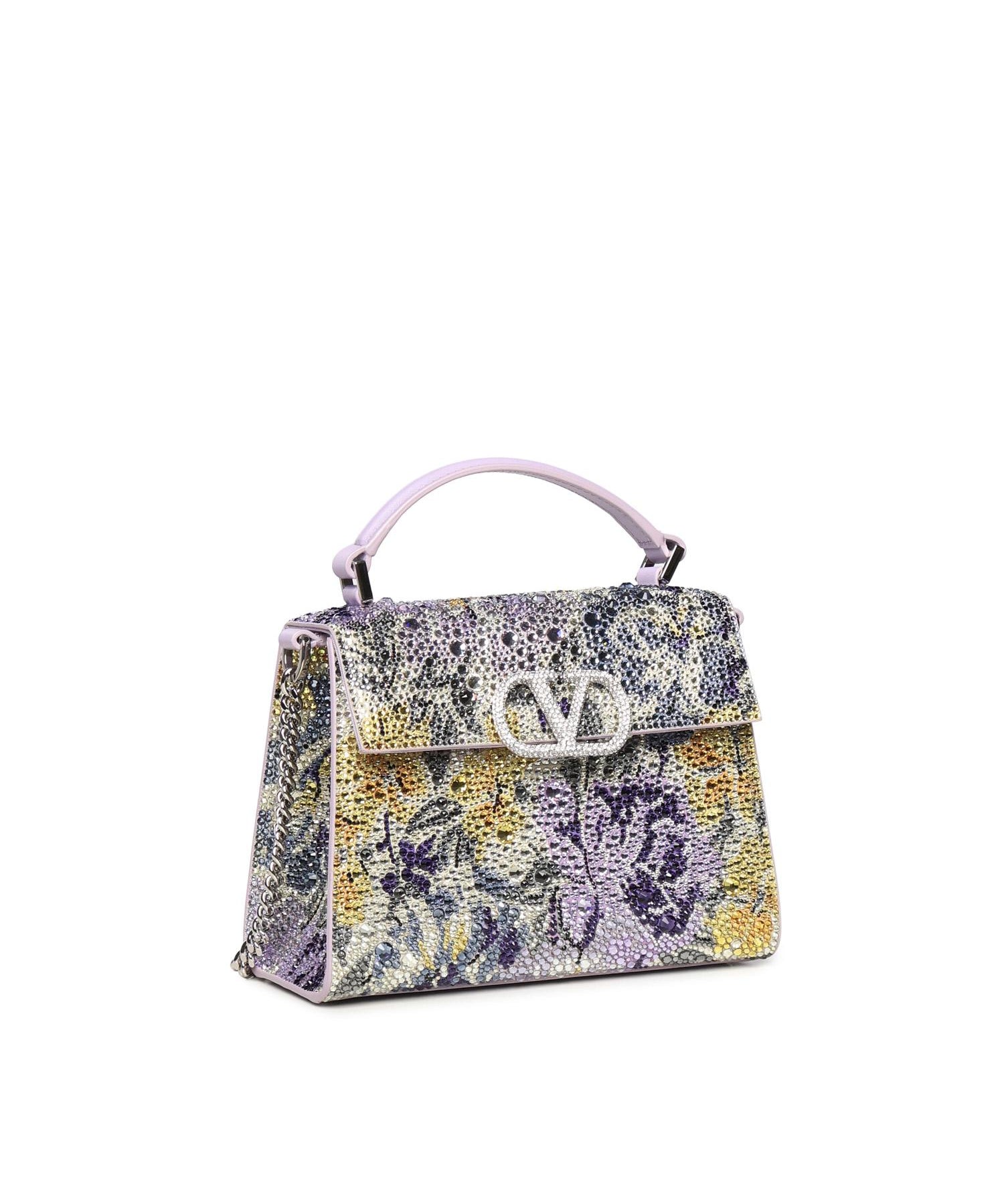 Borsa a mano mini Valentino Garavani Vsling con strass motivo Flowerism e logo gioiello 8W2B0R91 NCTDAK VALENTINO GARAVANI 