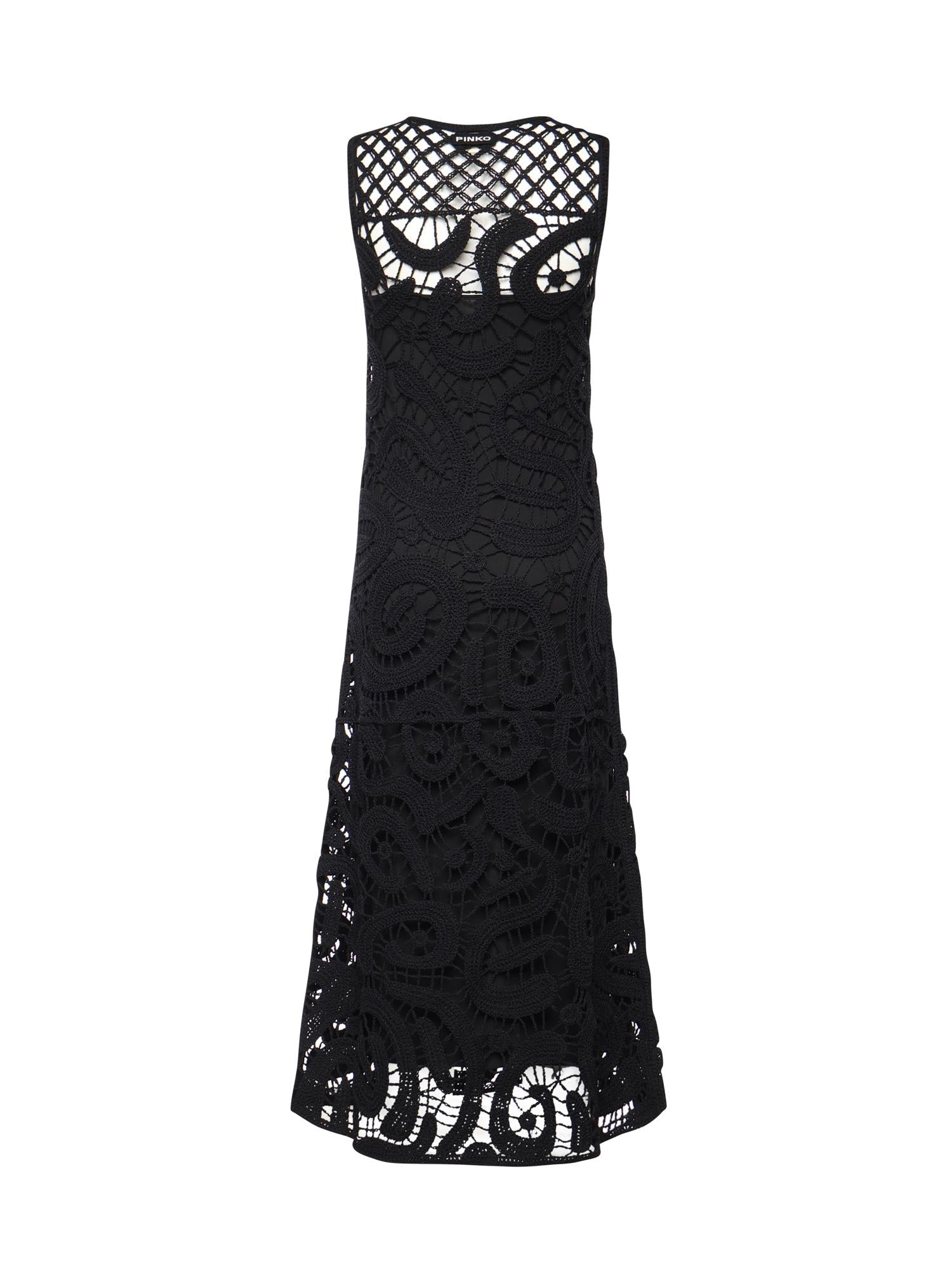 Abito midi senza maniche in crochet geometrico 106361 A354Z99 PINKO 