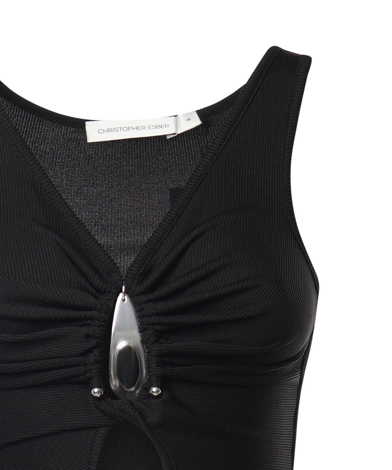 Top Crystal in maglia a coste 25041333 BLACK CHRISTOPHER ESBER 