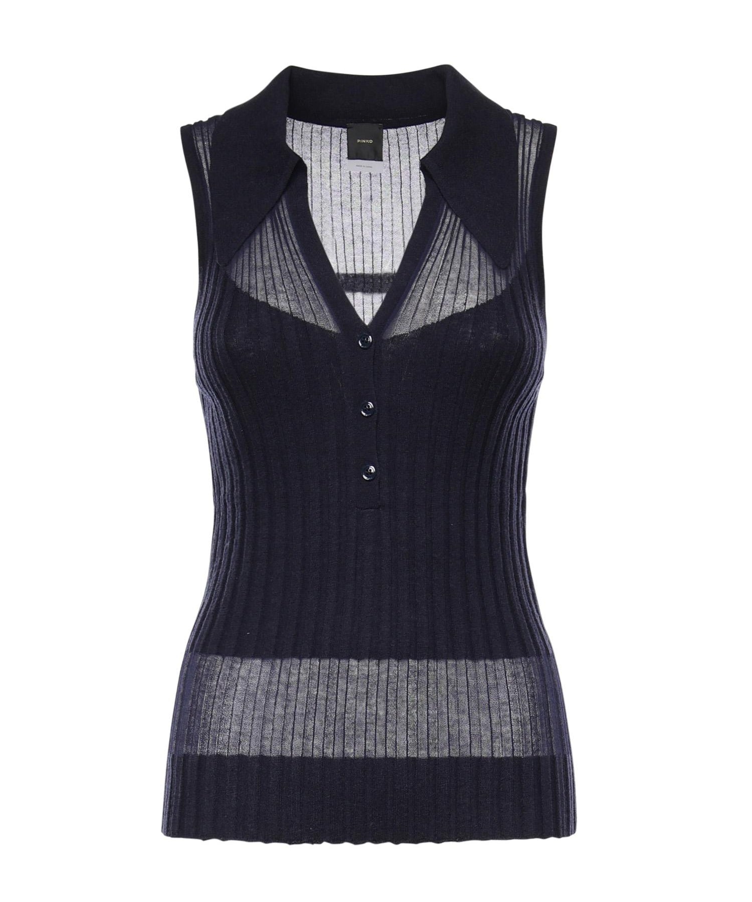 Canotta a polo in maglia a coste 106318 A34BG56 PINKO 