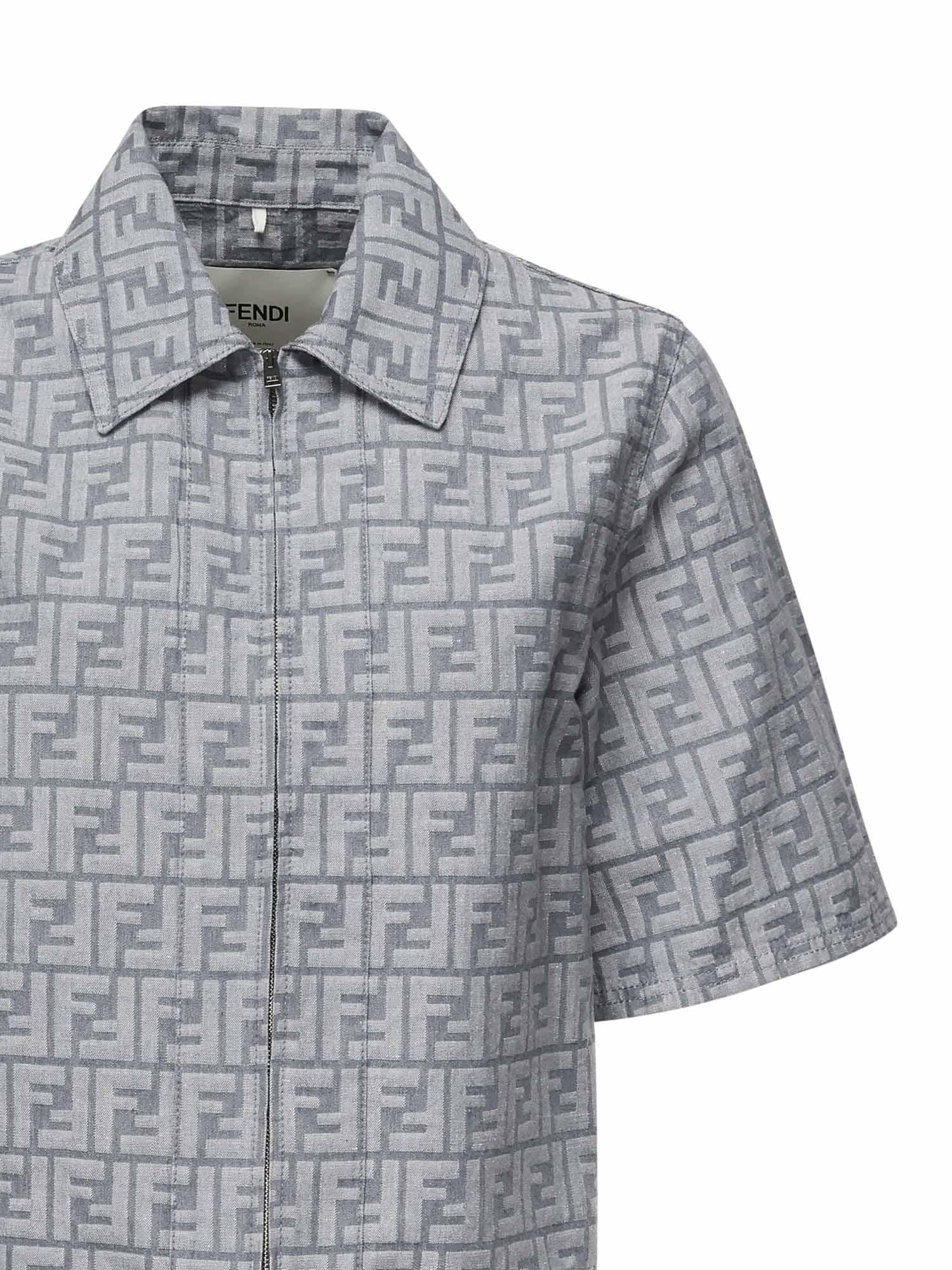 Giacca cropped in chambray FF jacquard<BR/> FLF790 ASMFF1SAT FENDI 