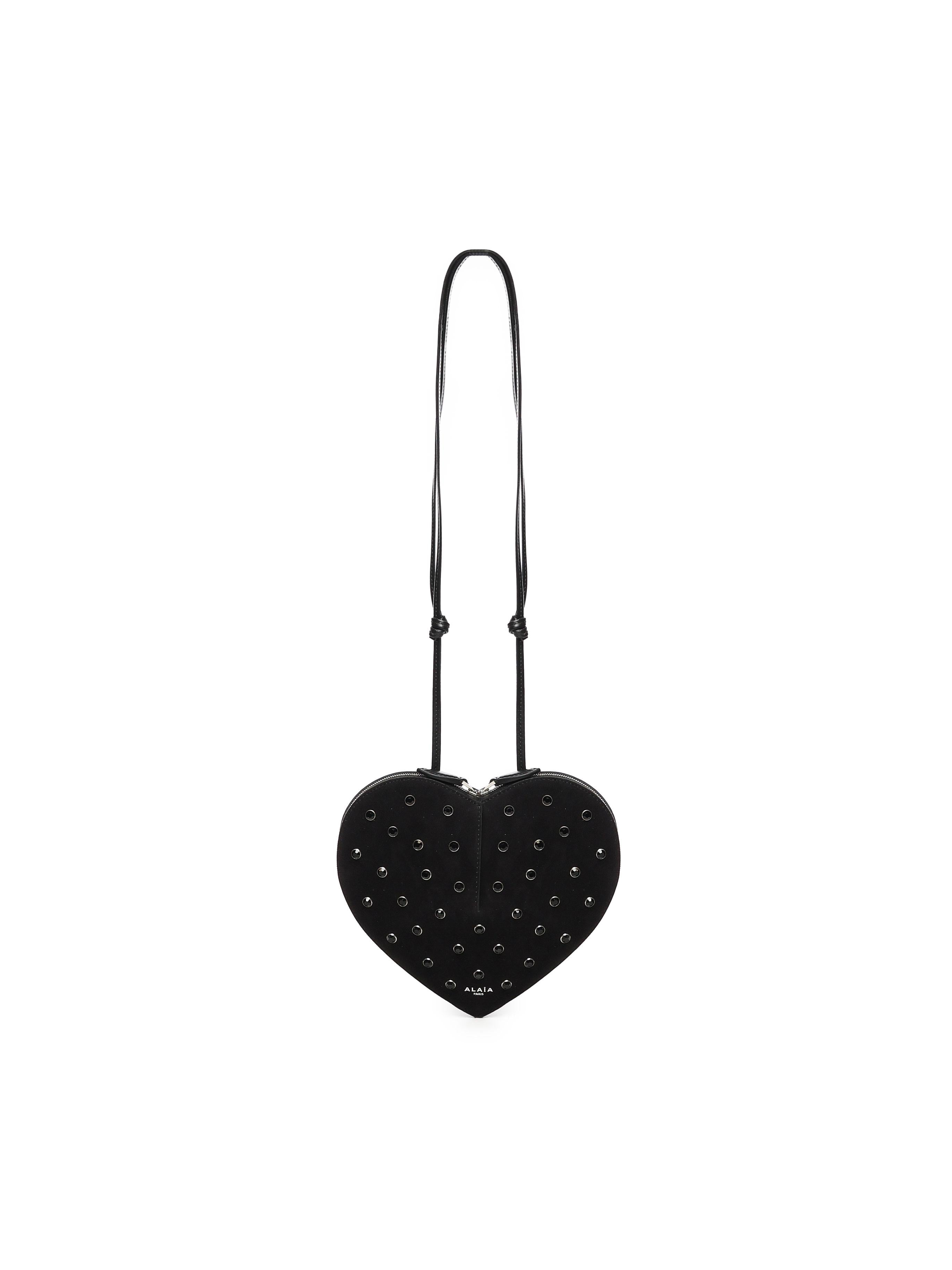 Borsa Le Cœur in pelle di capra scamosciata con strass AA1P003CA286 999 ALAIA 