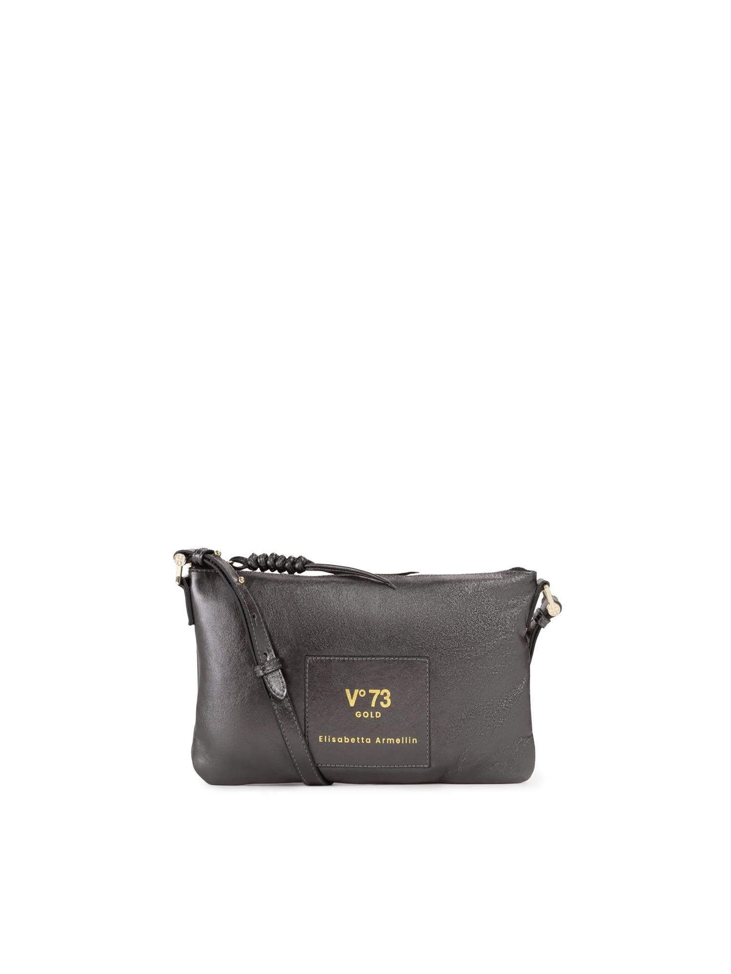 Borsa a tracolla in pelle con logo 73BP9VT03 LOLLI POPPOP BLACK V° 73 