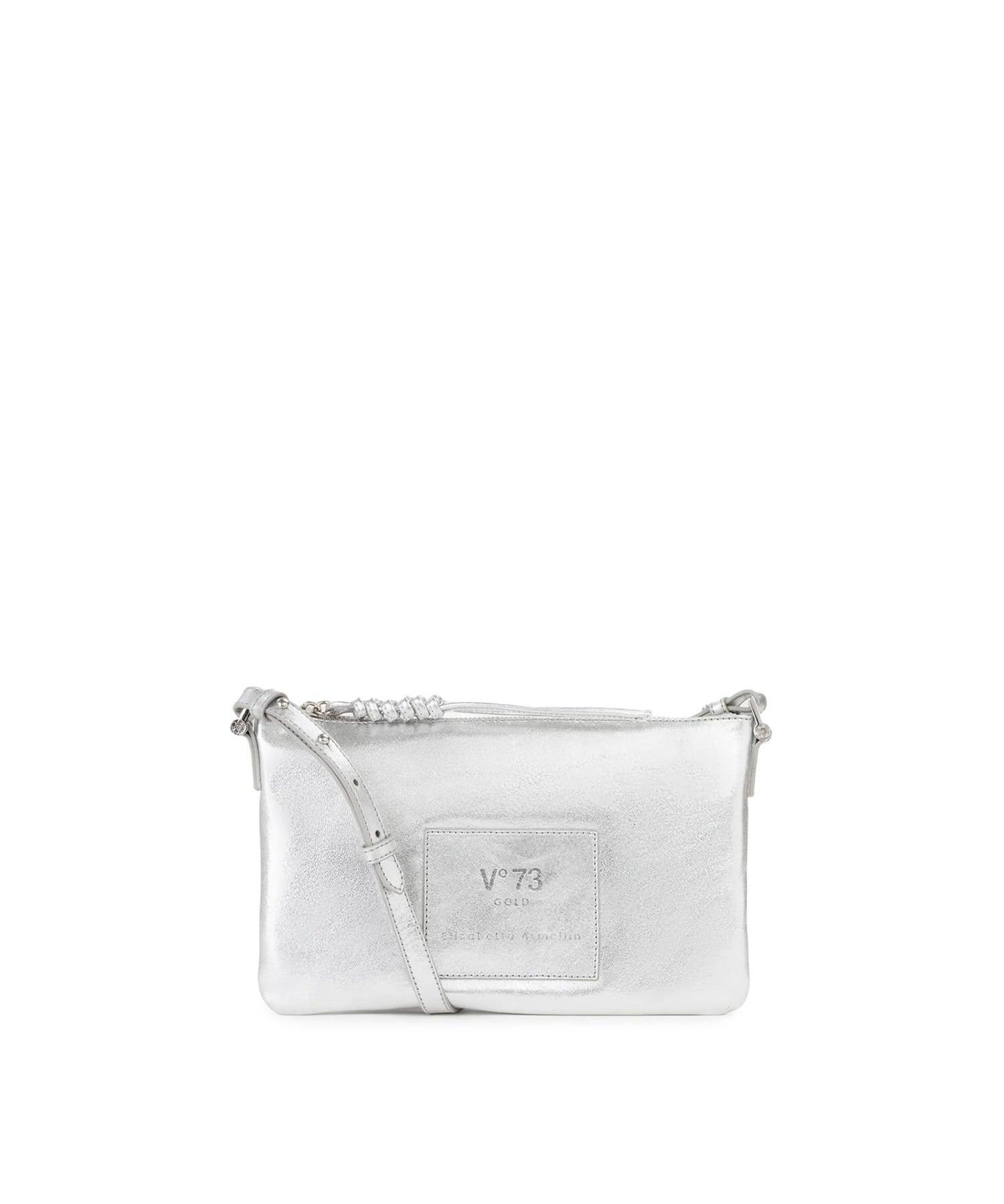 Borsa a tracolla in pelle con logo 73BP9VT03 LOLLI POPPOP SILVER V° 73 