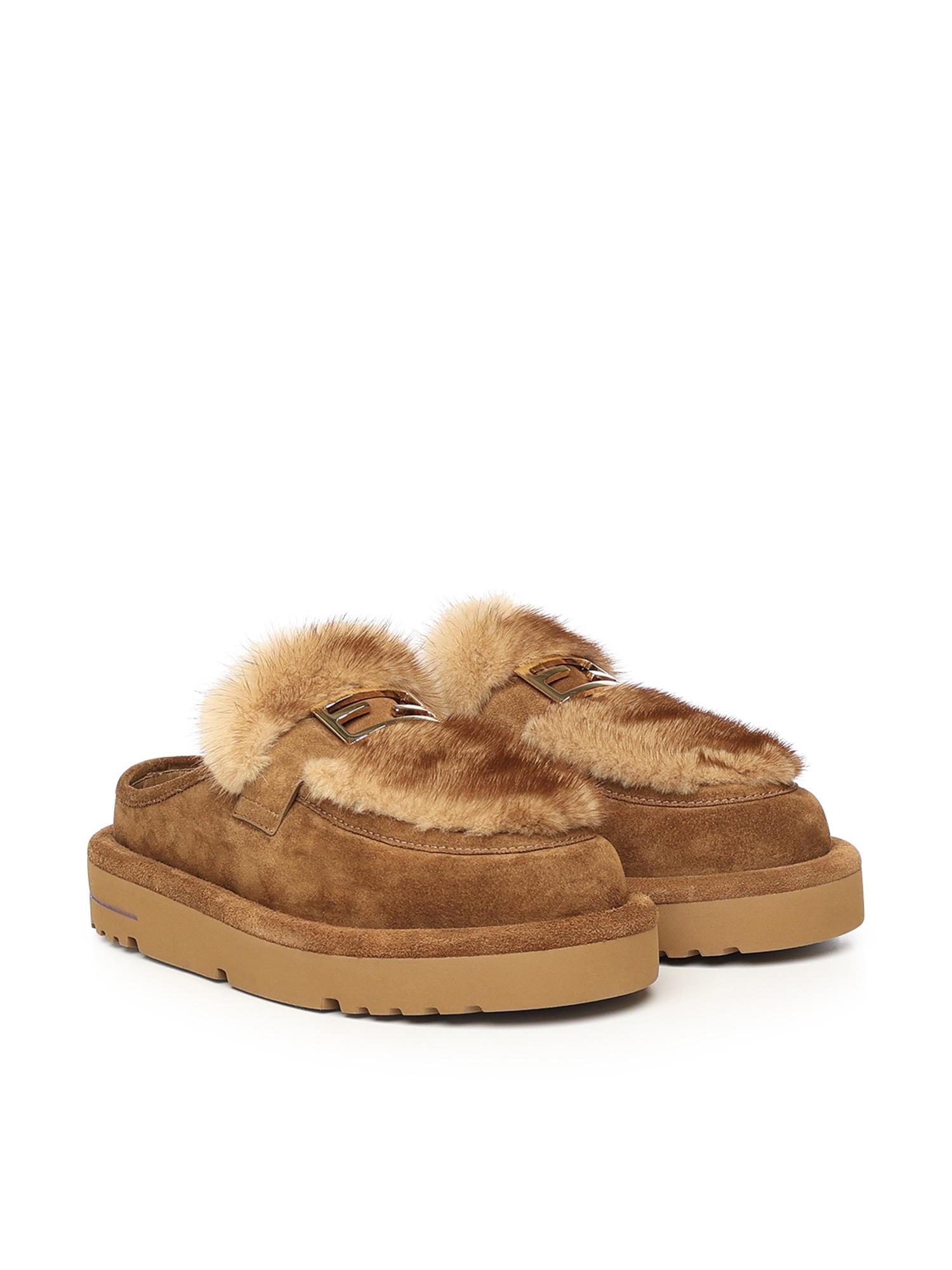 Sabot in camoscio e visone 8R8777 AYA0F1TP4 FENDI 