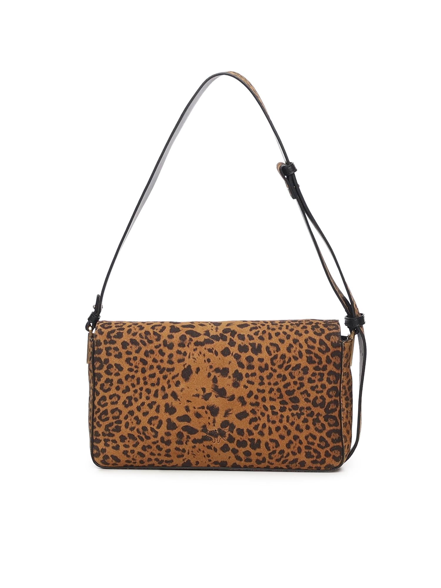 Borsa a spalla media Love Bag One Slouchy in suede leopardato 106243 A32AM35Q PINKO 