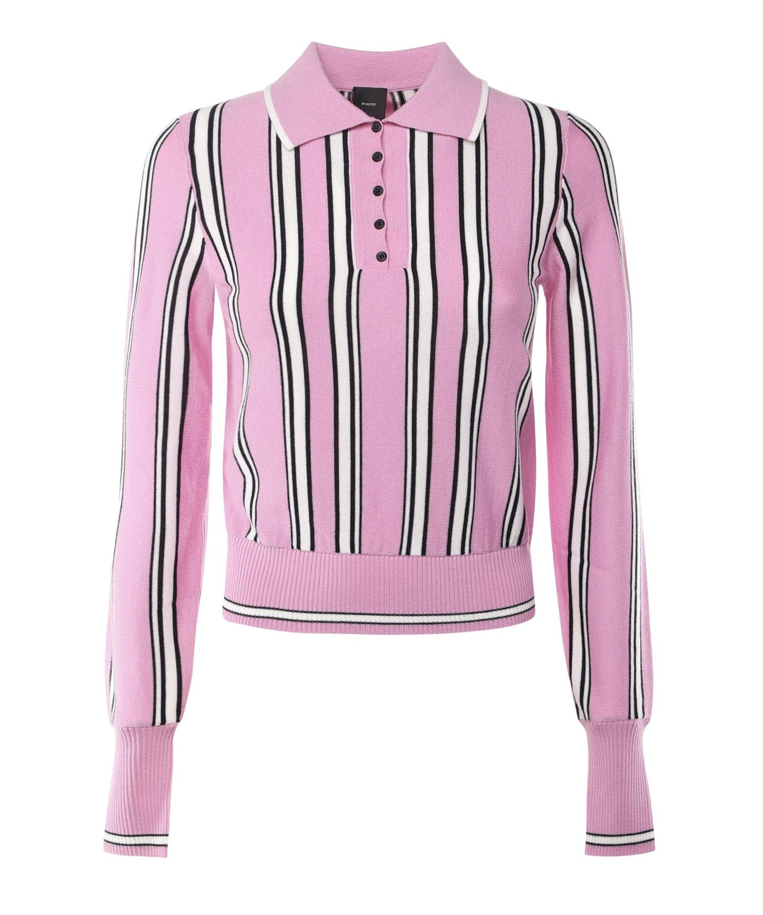 Maglia stile polo a righe 105809 A2UON3Z PINKO 