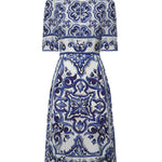 Abito midi in charmeuse stampa maiolica F6ADST HPABLHA3TN DOLCE & GABBANA 