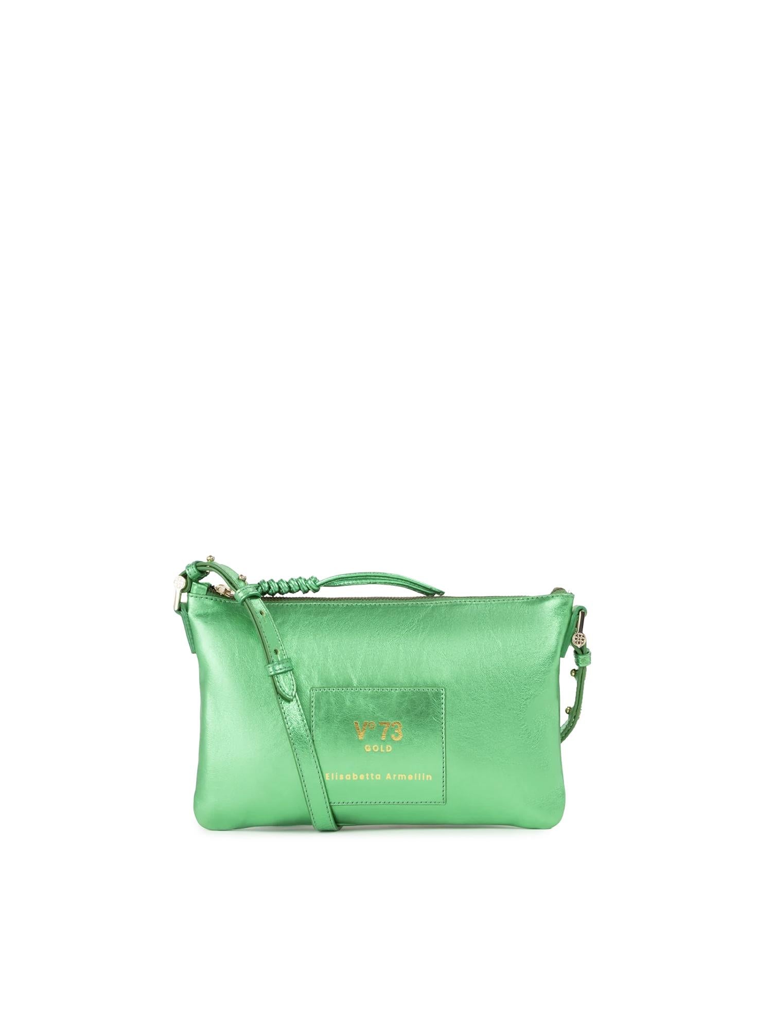 Borsa a tracolla in pelle con logo 73BP9VT03 LOLLI POPPOP GREEN V° 73 