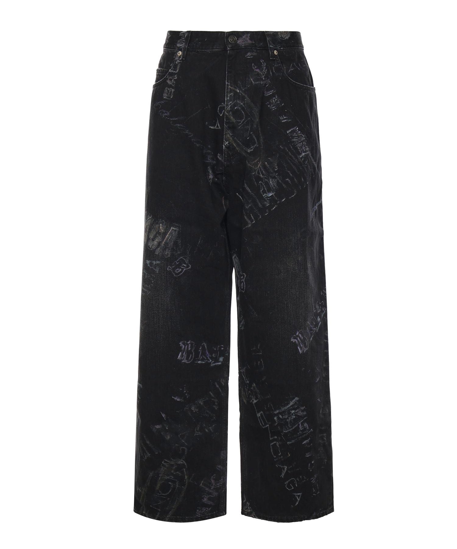 Pantaloni Baggy Minimal in denim di cotone washed crayon allover 857216 TTWA81037 BALENCIAGA 