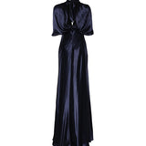Abito lungo in raso con maniche a mantellina A04301627 0290 ALBERTA FERRETTI 