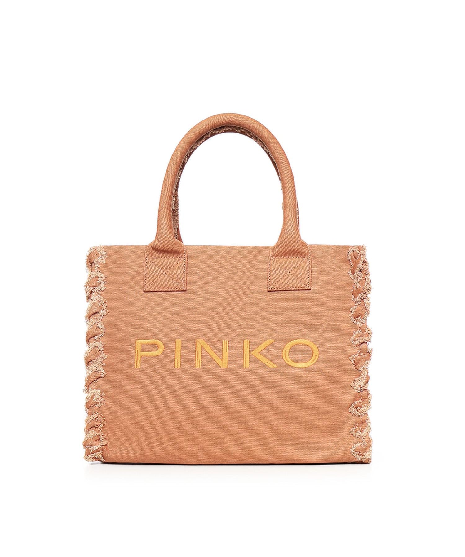 Borsa shopper Beach in canvas con logo 106673 A3A4L08 PINKO 