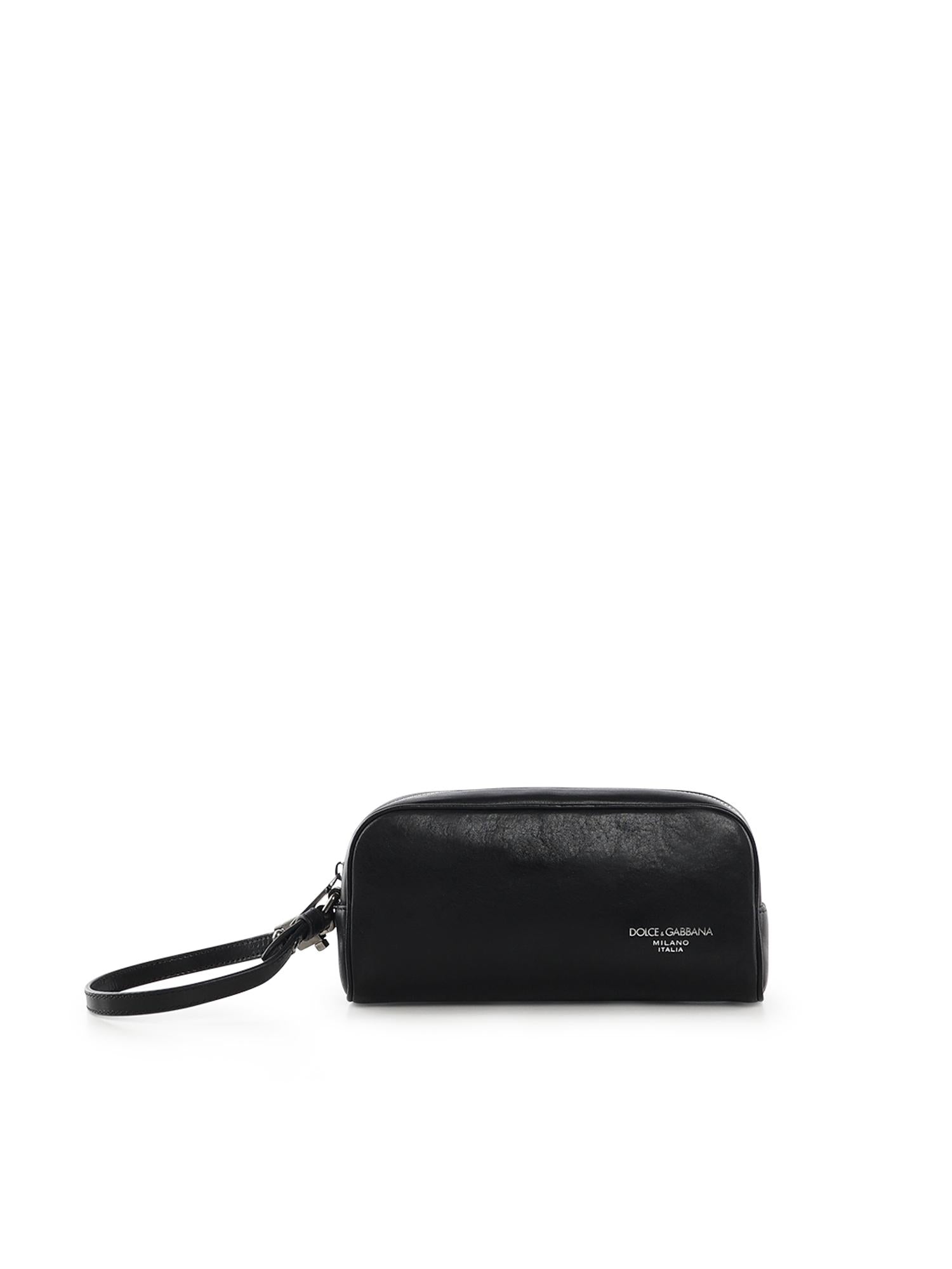 Necessaire in pelle di vitello con logo BP3456 AU99480999 DOLCE & GABBANA 