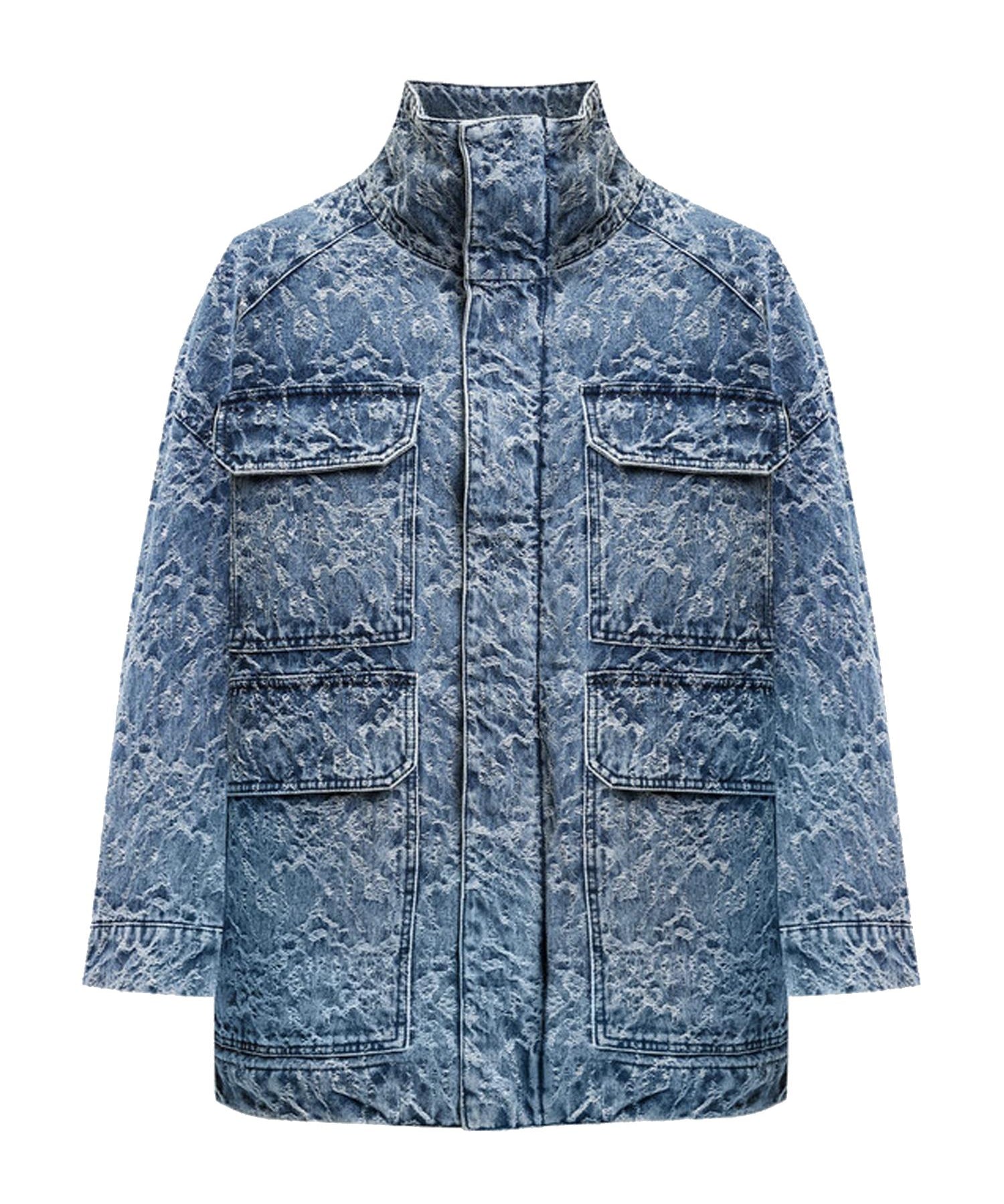 Parka in denim jacquard DJ732 DF0420DLP9800 DONDUP 