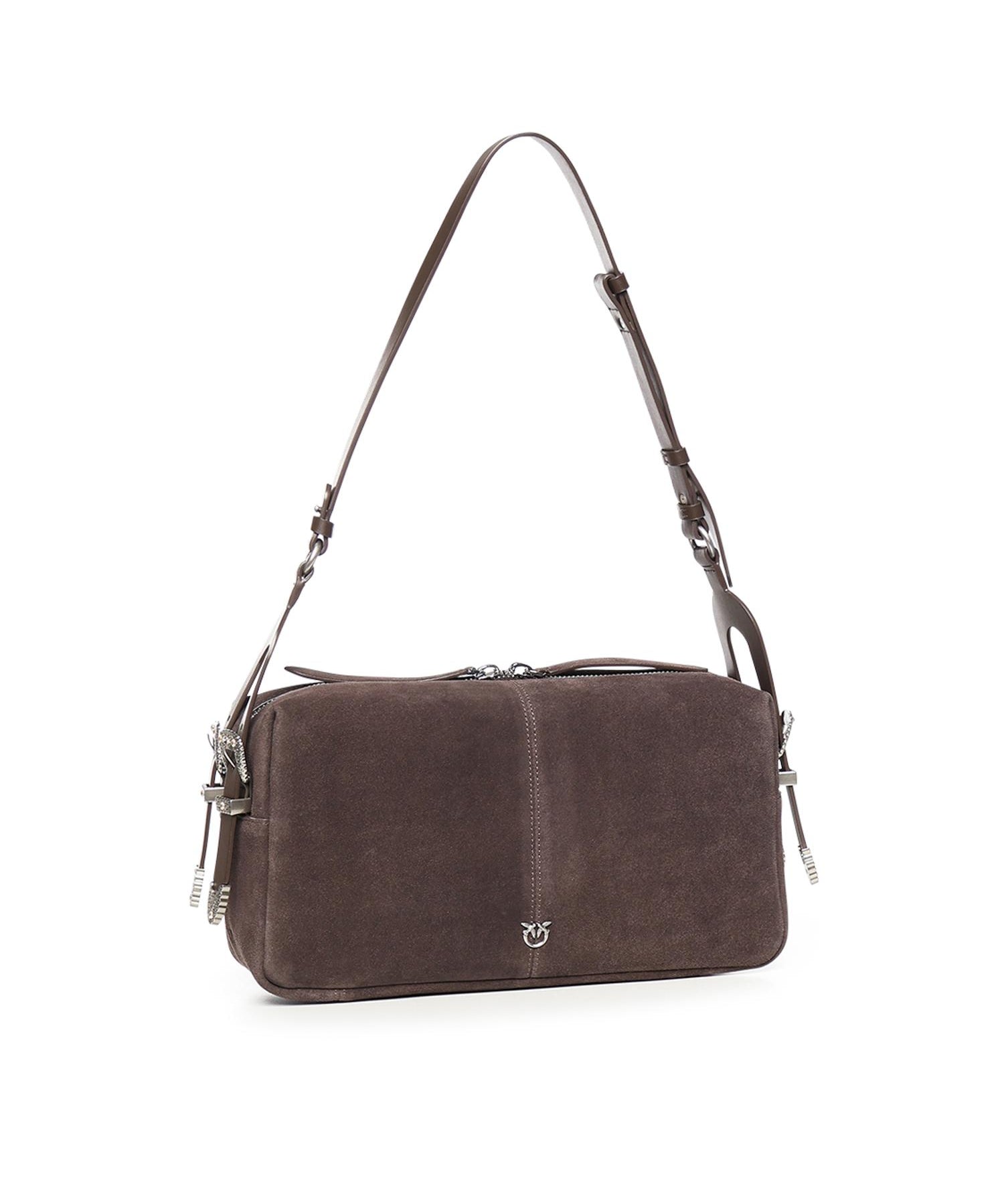 Borsa a spalla media Keeper Bag in suede 106676 A0F6M11O PINKO 