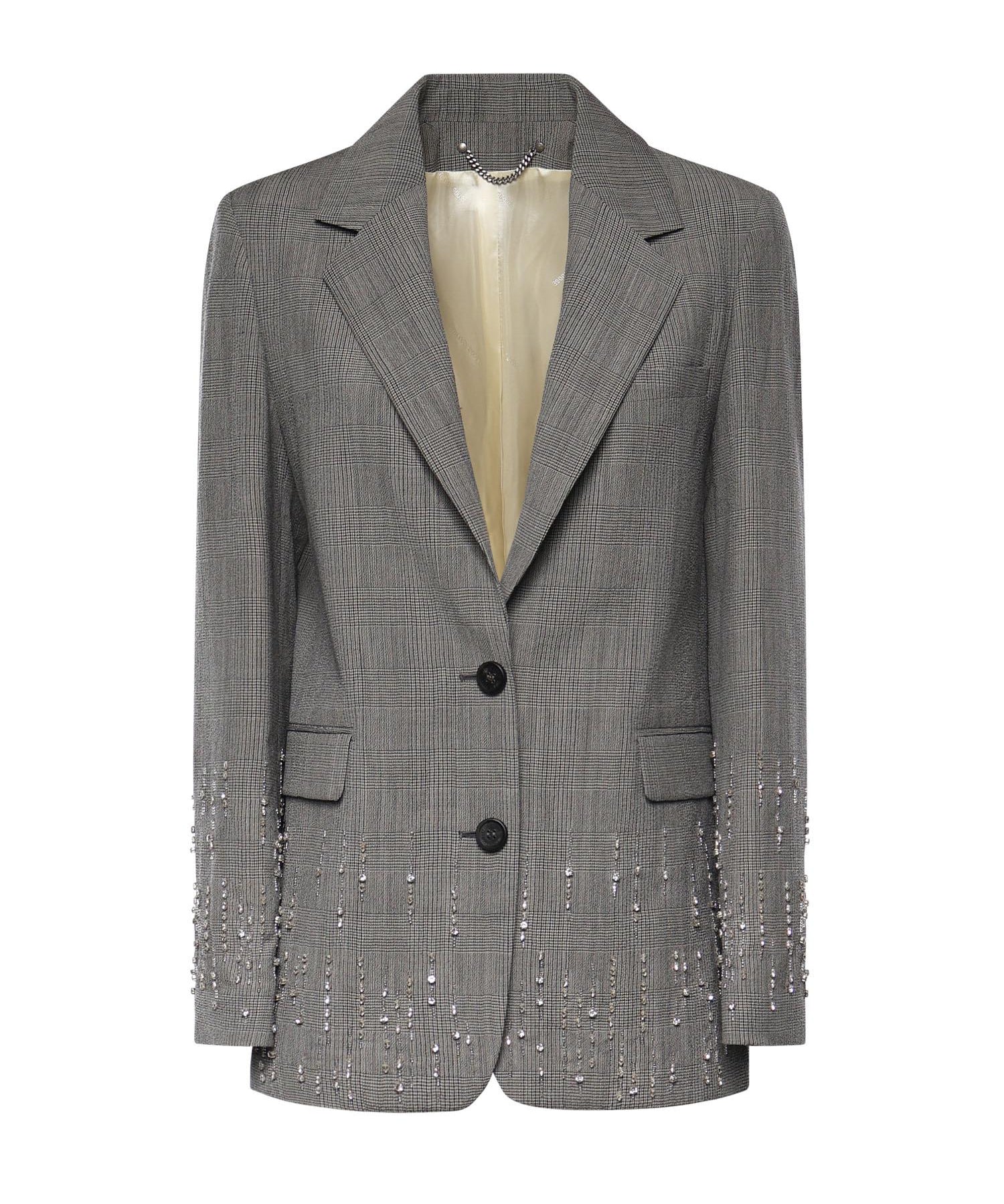 Giacca in principe di Galles con cristalli GWP02069 P00231760567 GOLDEN GOOSE 