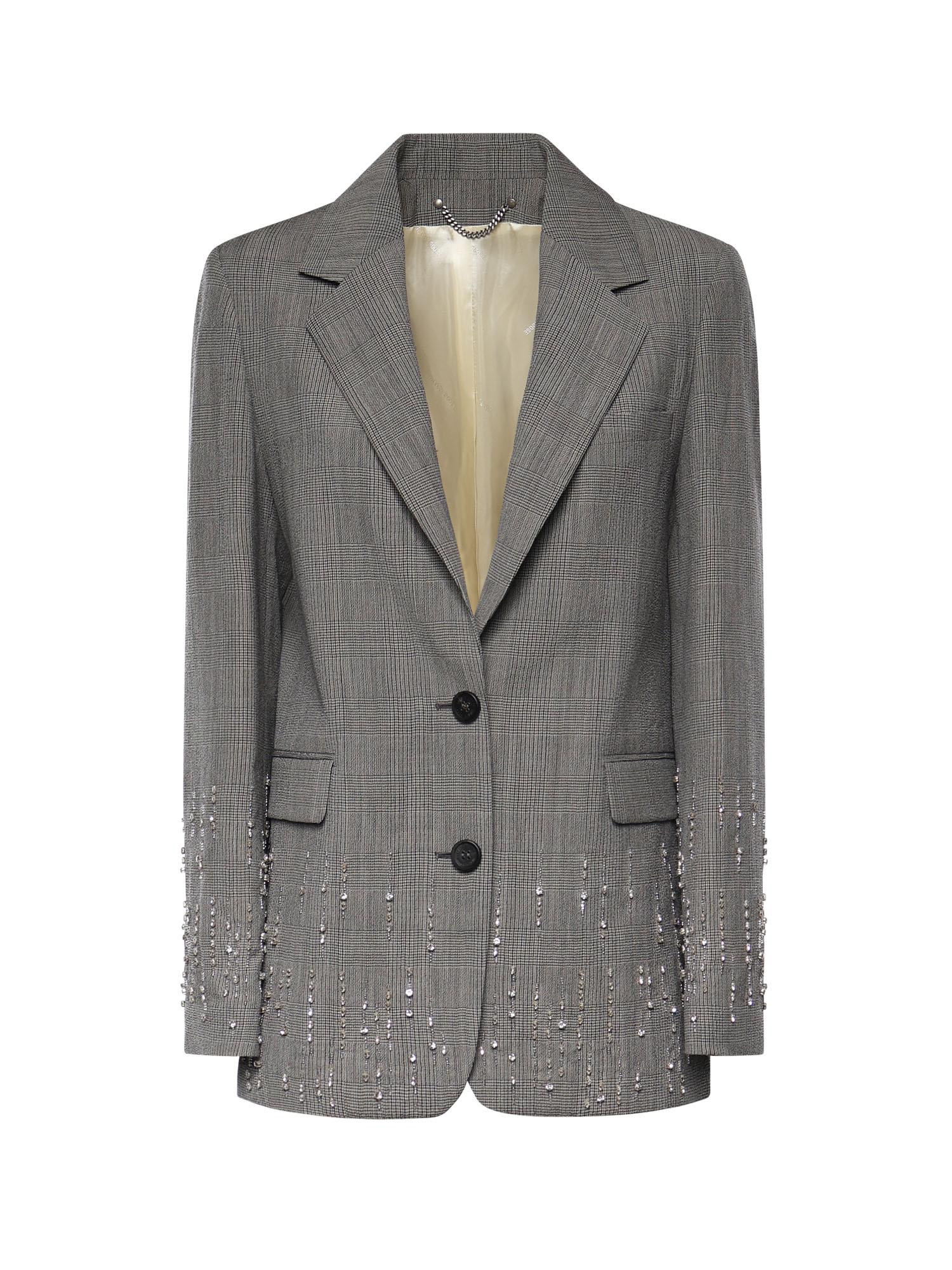 Giacca in principe di Galles con cristalli GWP02069 P00231760567 GOLDEN GOOSE 