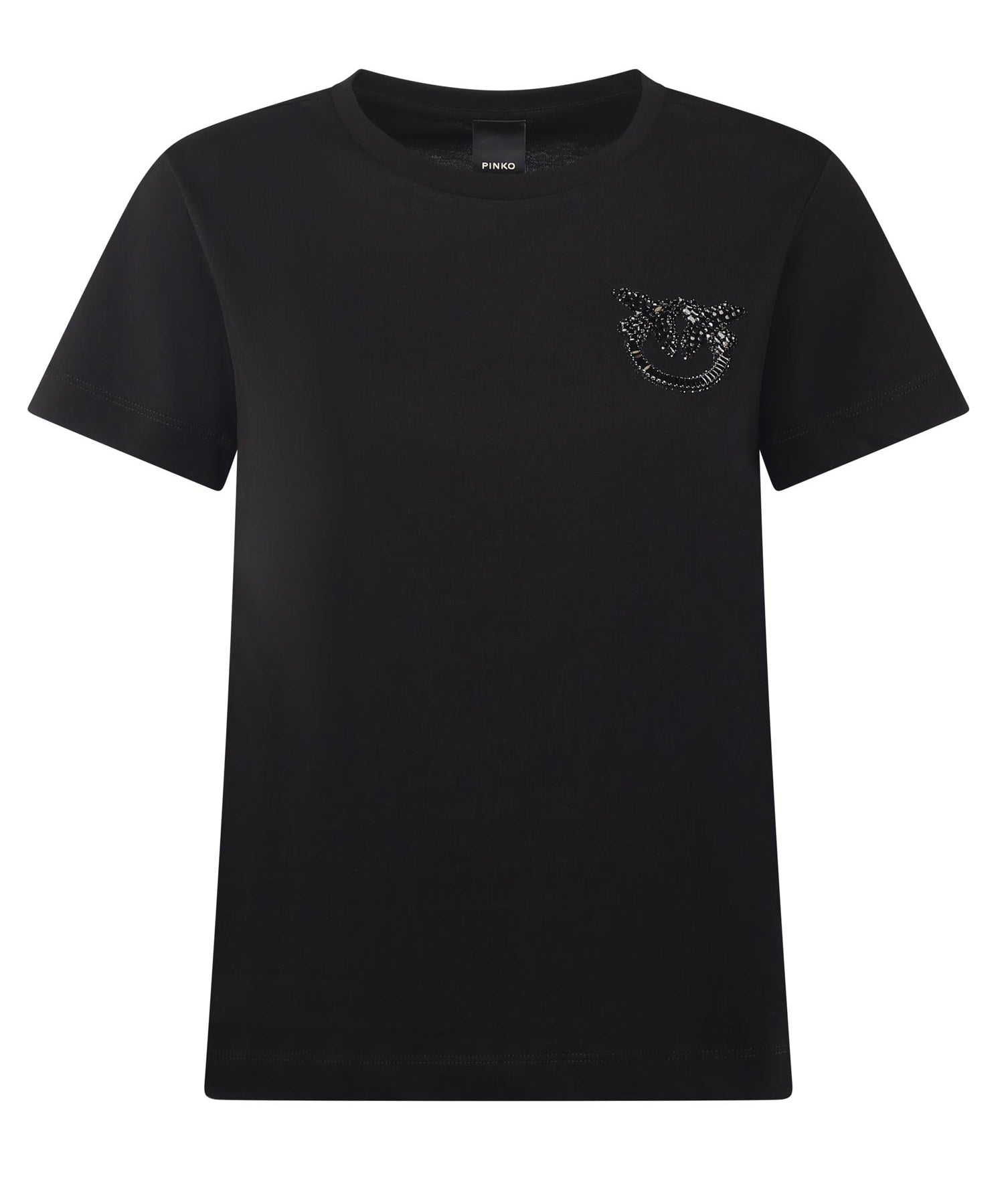 T-shirt con ricamo logo Love Birds in cristalli 103320 A2RNZ99 PINKO 