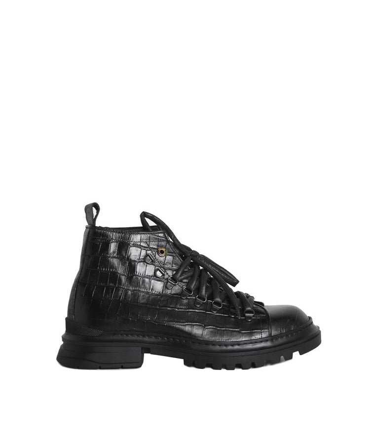 Stivali Ronnie in pelle effetto coccodrillo RONNIE COCCONERO GIULIANO GALIANO 