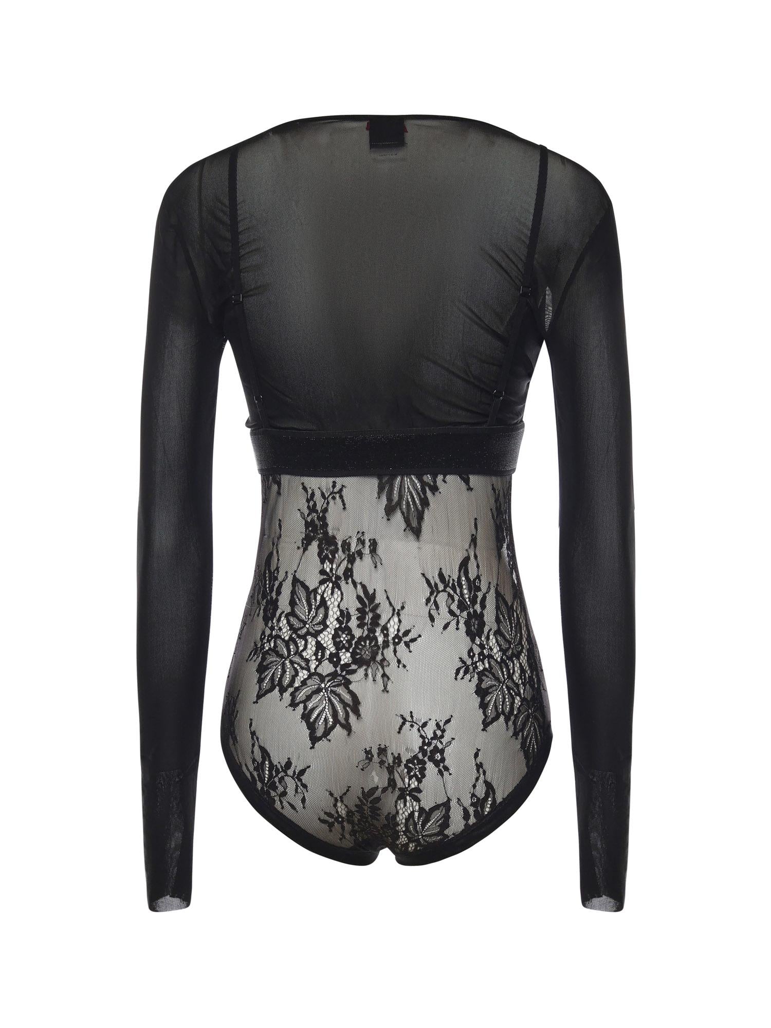 Maglia body in tulle e pizzo 106272 A33EZ99 PINKO 