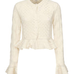 Cardigan cropped con logo e volant CHC25AMC01590 107 CHLOÉ 