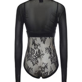 Maglia body in tulle e pizzo 106272 A33EZ99 PINKO 