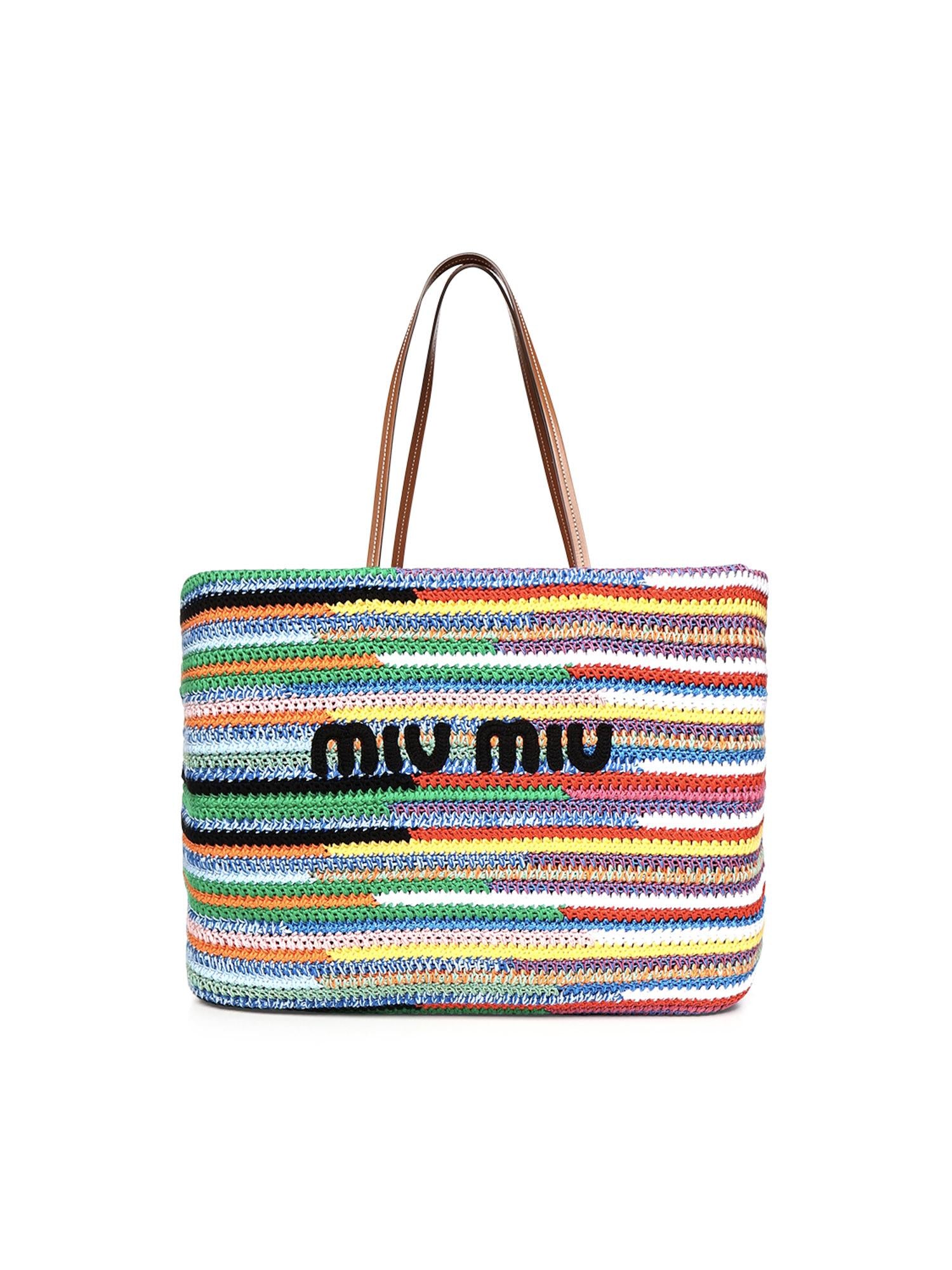Tote bag in crochet a righe 5BG228 AF46F0055 MIU MIU 