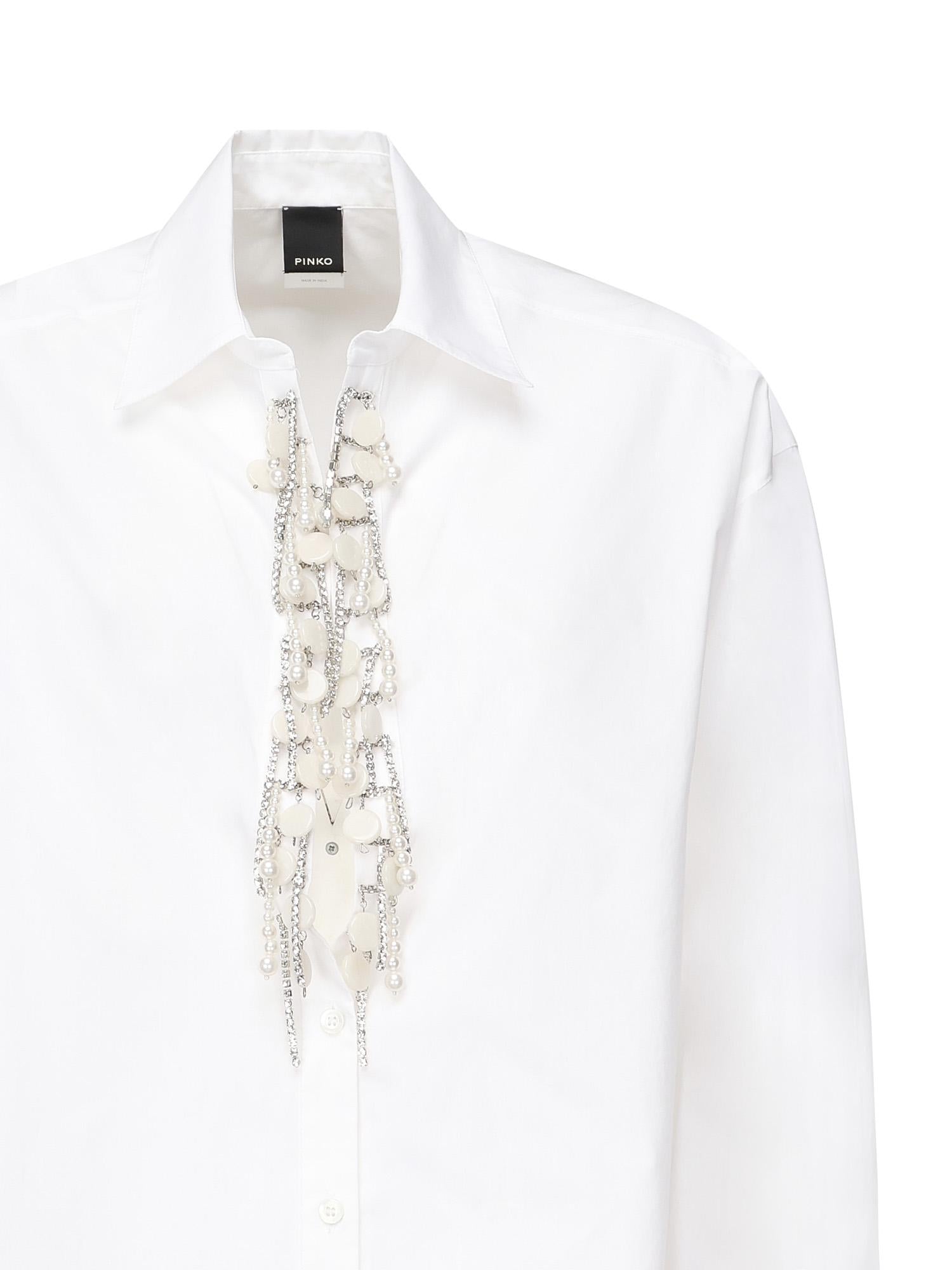 Camicia con applicazioni gioiello 104708 A2PJZ04 PINKO 