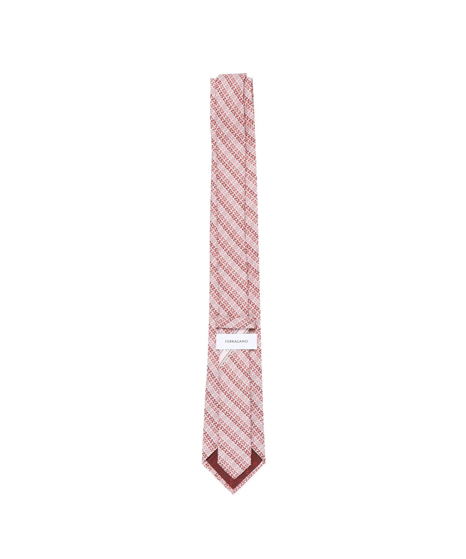Cravatta in seta stampa Gancini chain<BR/> 351298 786571003 FERRAGAMO 