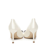 Décolleté Hangisi con fibbia gioiello in raso bianco 9XX0663 1309 MANOLO BLAHNIK 
