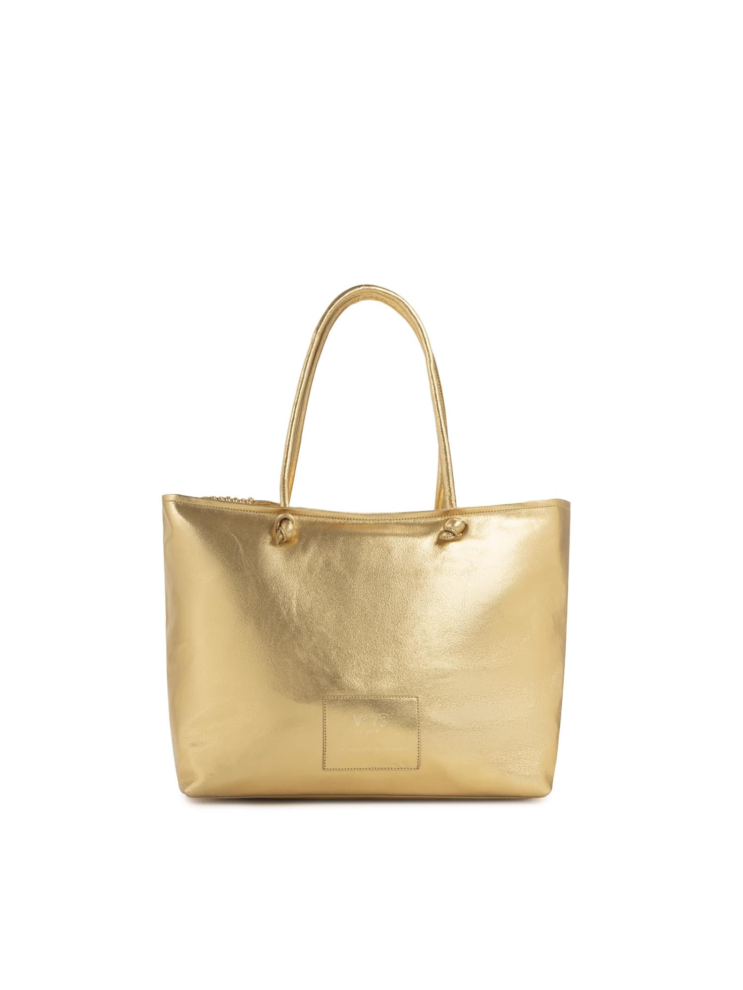 Borsa shopping in pelle con logo 73BP9VT01 LOLLI POPPOP GOLD V° 73 