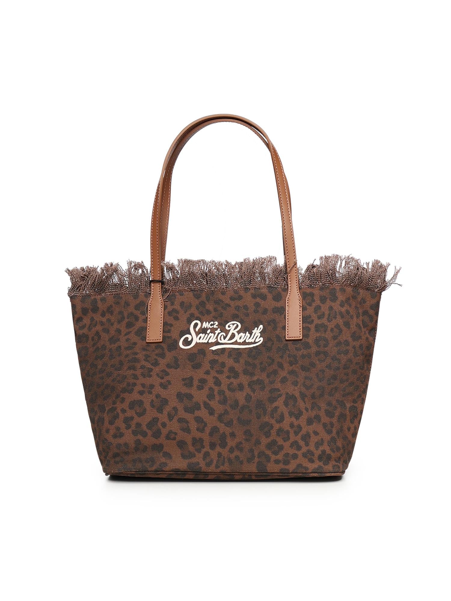 Borsa City Medium in canvas con stampa animalier CBMF001 00588L MC2 SAINT BARTH 