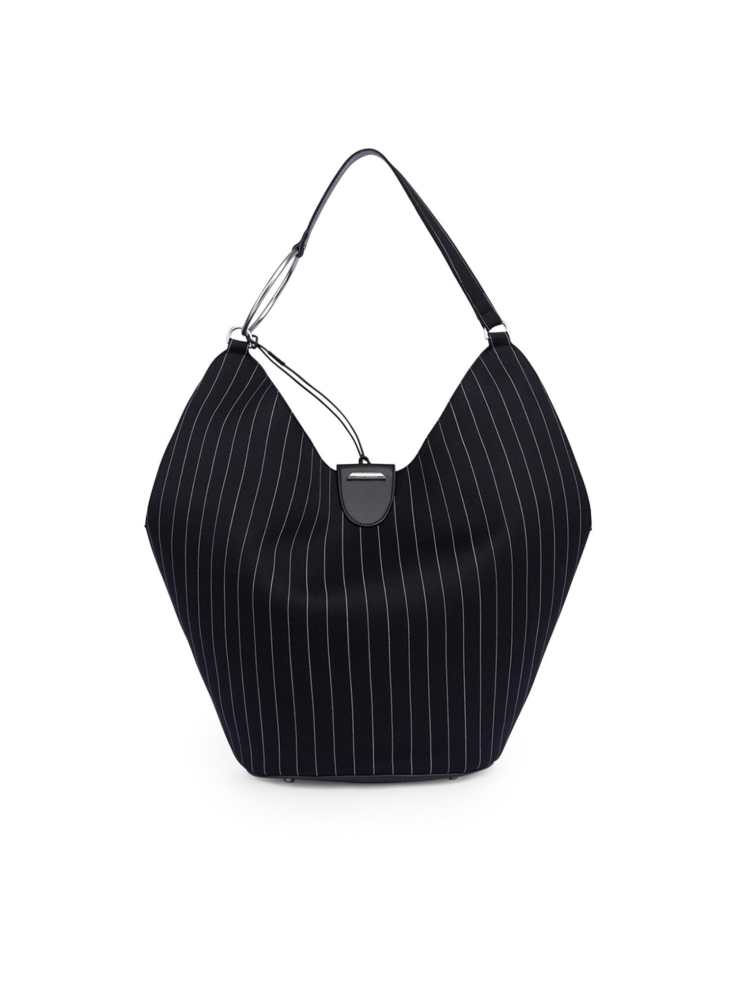 Borsa Big hobo in fresco di lana gessato WB321 ES0080D999 DONDUP 
