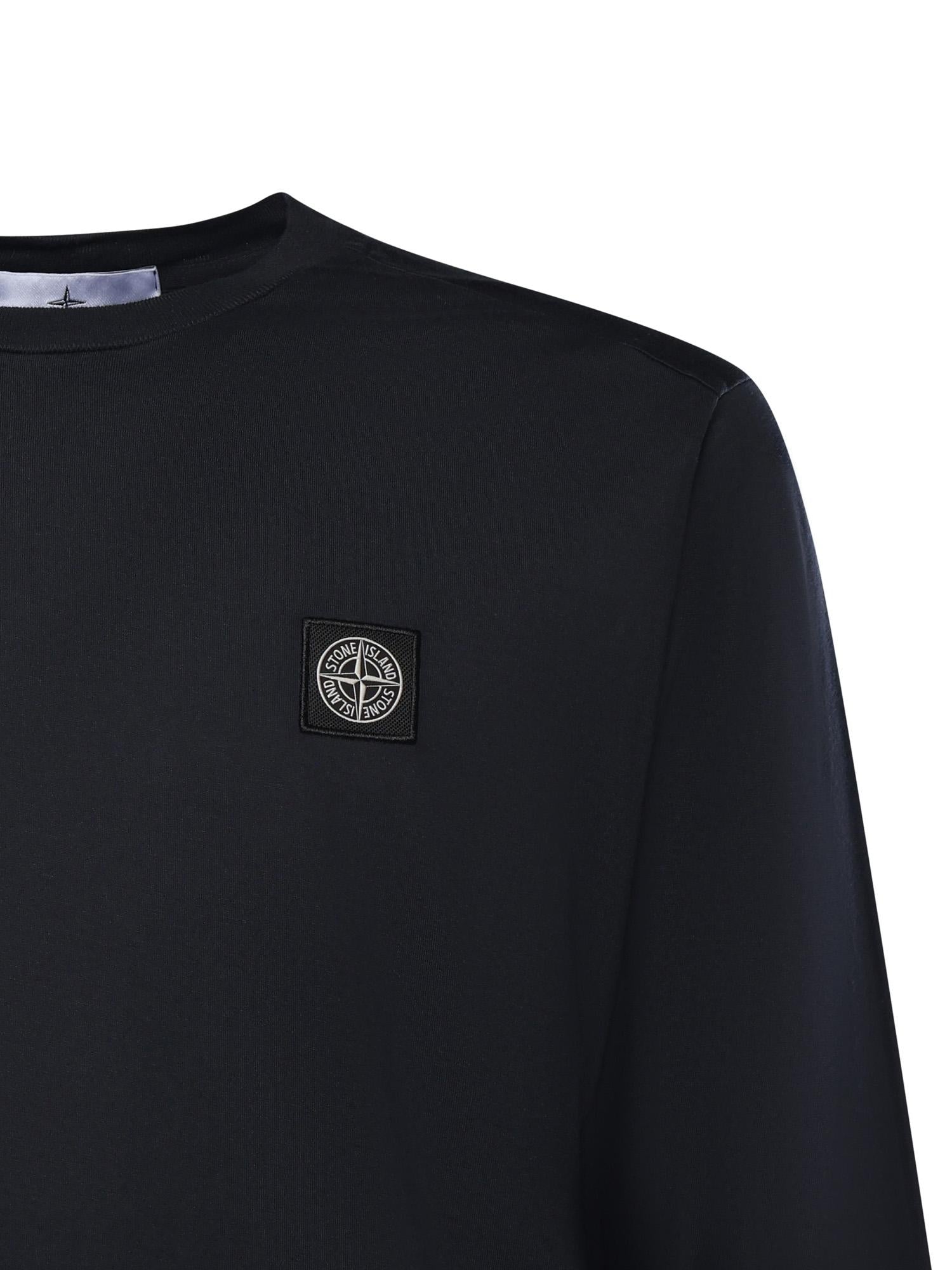 T-shirt con patch Compass in jersey di cotone<BR/> L1S152100031 S0013V0020 STONE ISLAND 