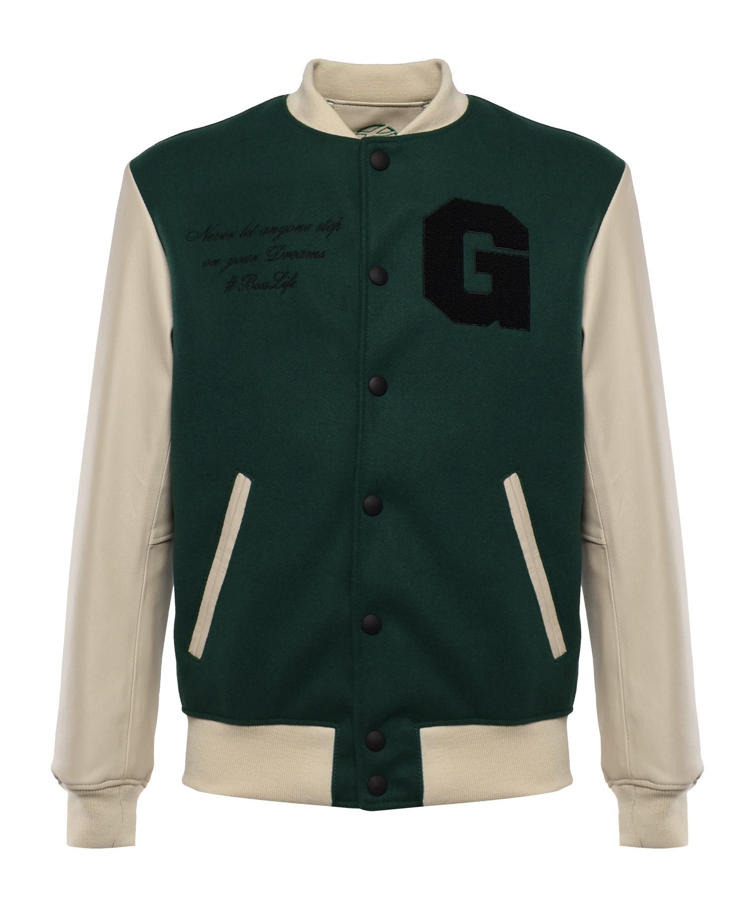 Bomber Varsity in nappa e tessuto VARSITY NAPPAVERDE GIULIANO GALIANO 