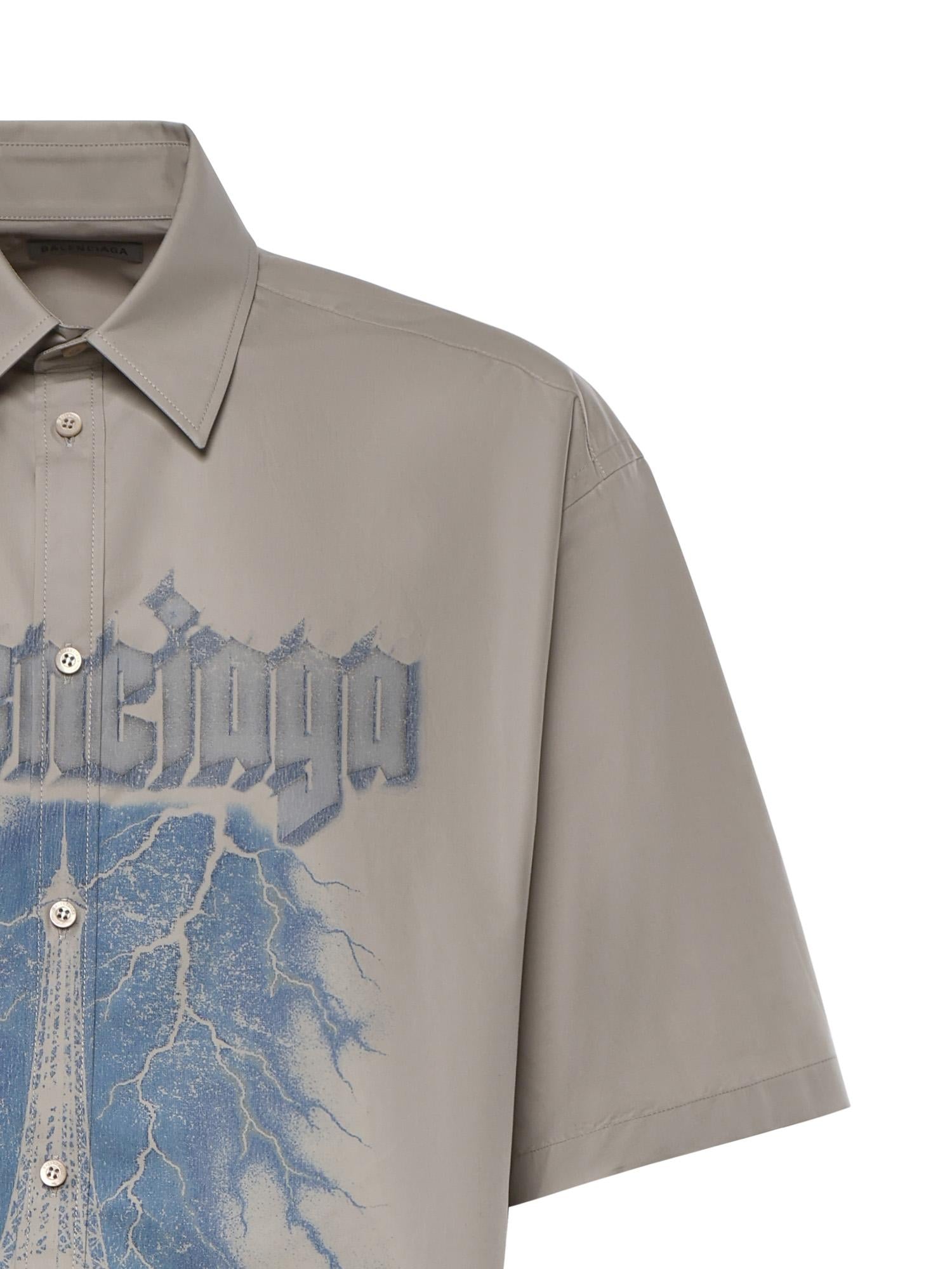 Camicia in cotone con stampa logo 869793 TRM282967 BALENCIAGA 