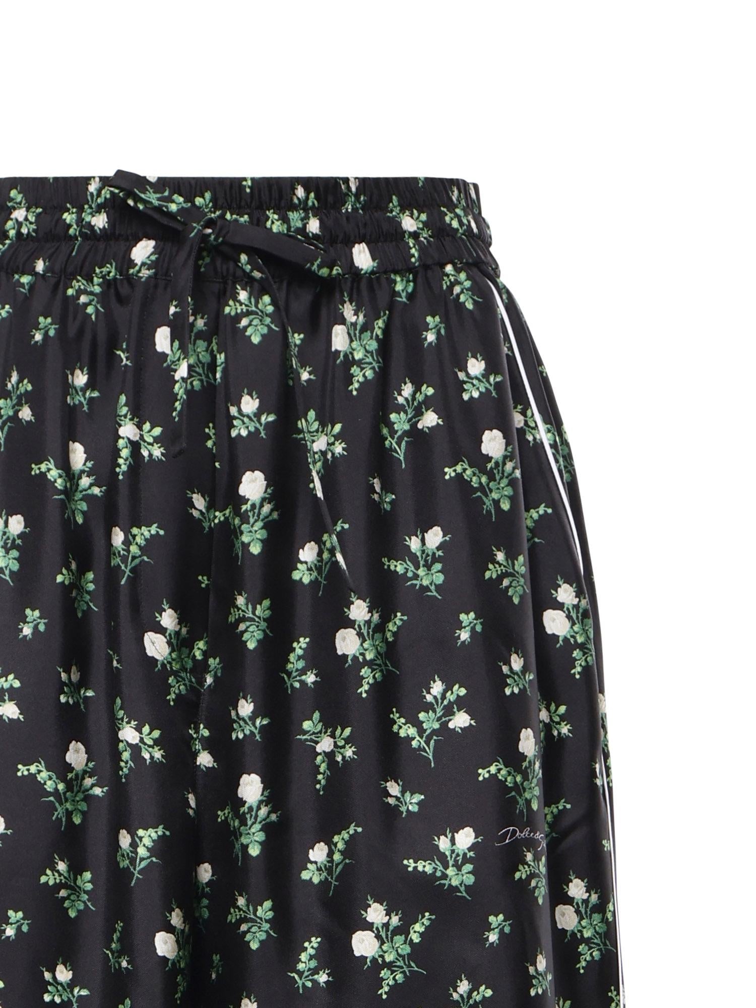 Pantaloni in twill stampa Roselline e mughetti FTDKTT IS13GHX6CB DOLCE & GABBANA 