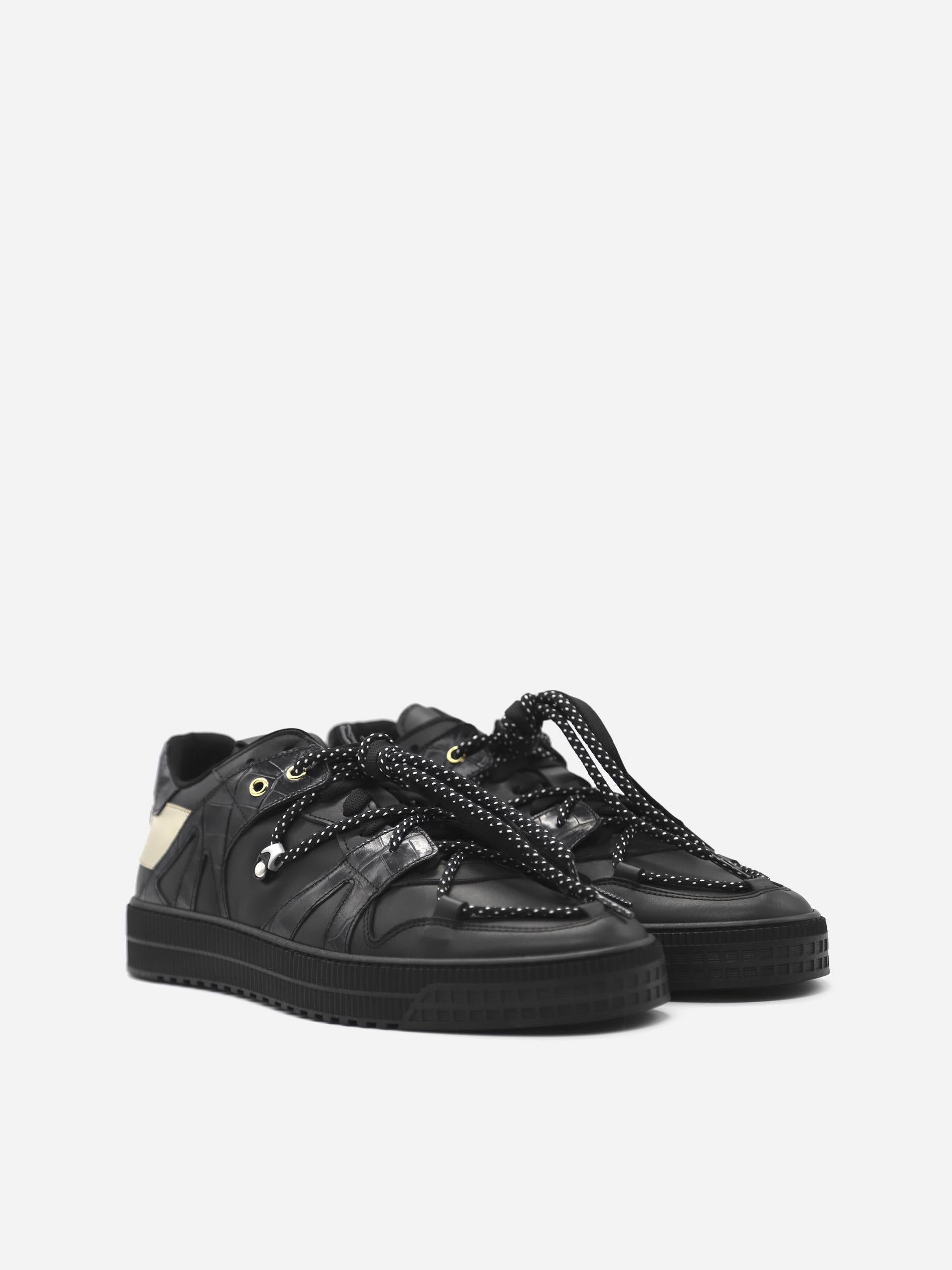 Sneakers Jeson realizzate in pelle JESON 1 -BLACK/BLACK/GOLD GIULIANO GALIANO 