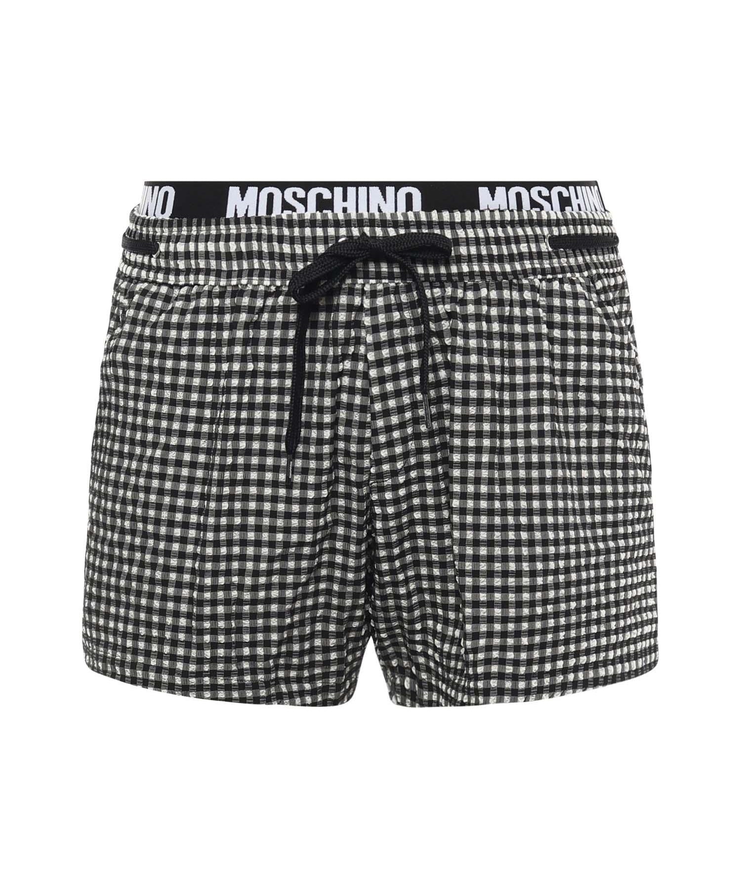 Boxer mare a quadri con logo V3A4221 94201555 MOSCHINO 